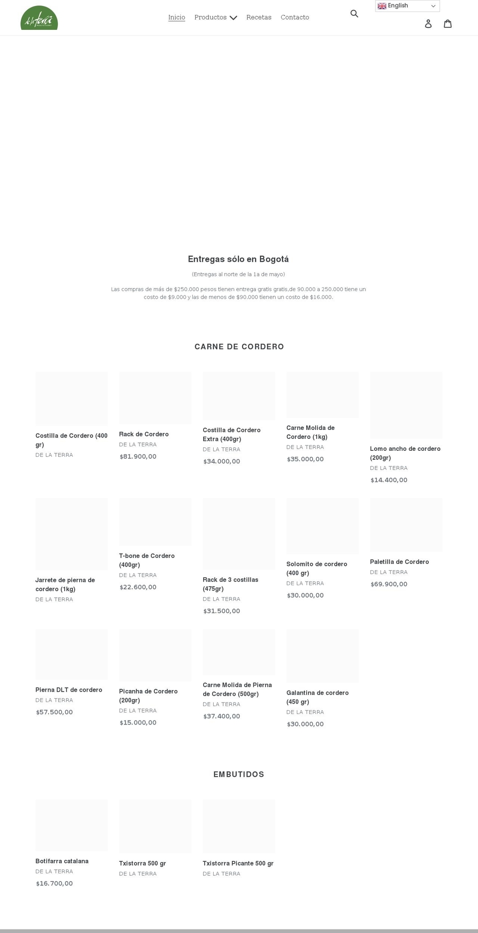 productesdelaterra.co shopify website screenshot