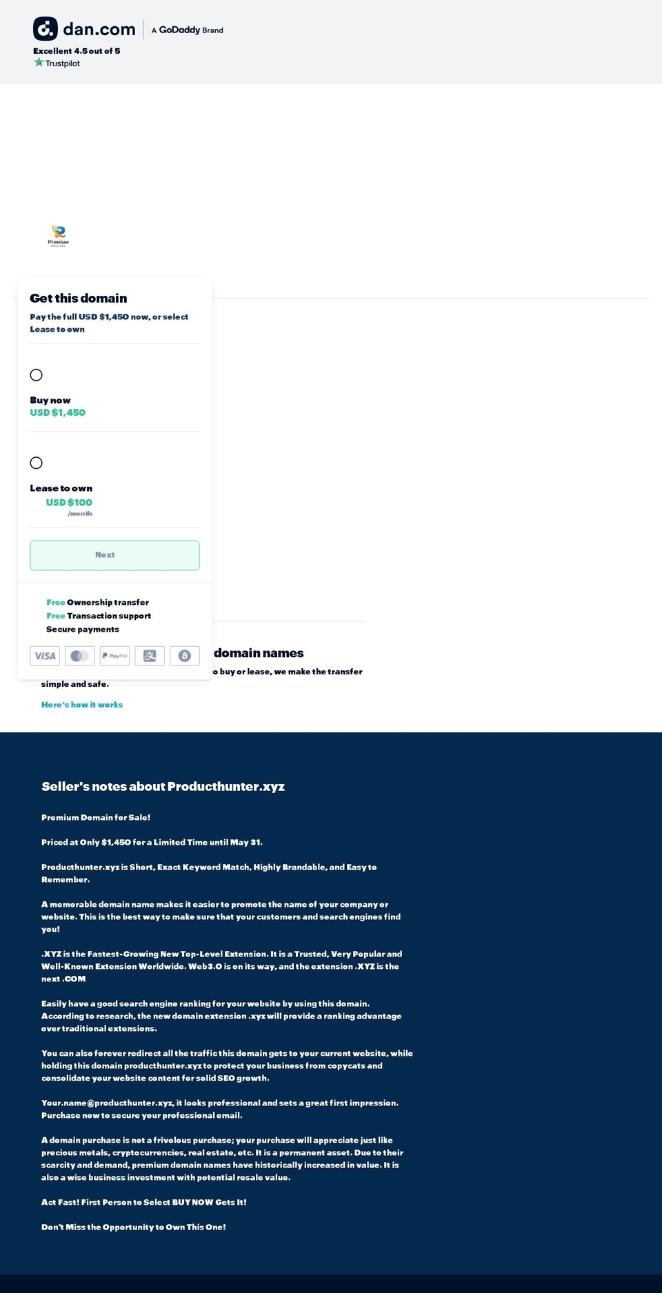 producthunter.xyz shopify website screenshot