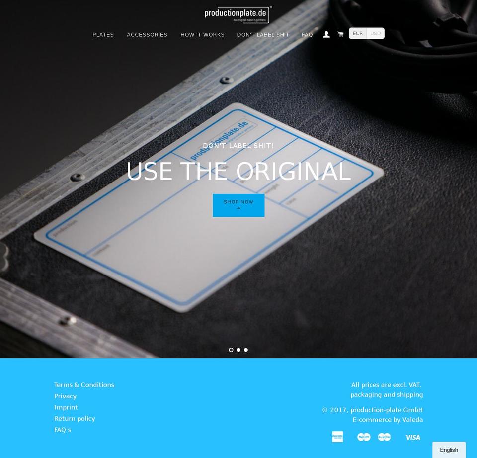production-plate.at shopify website screenshot