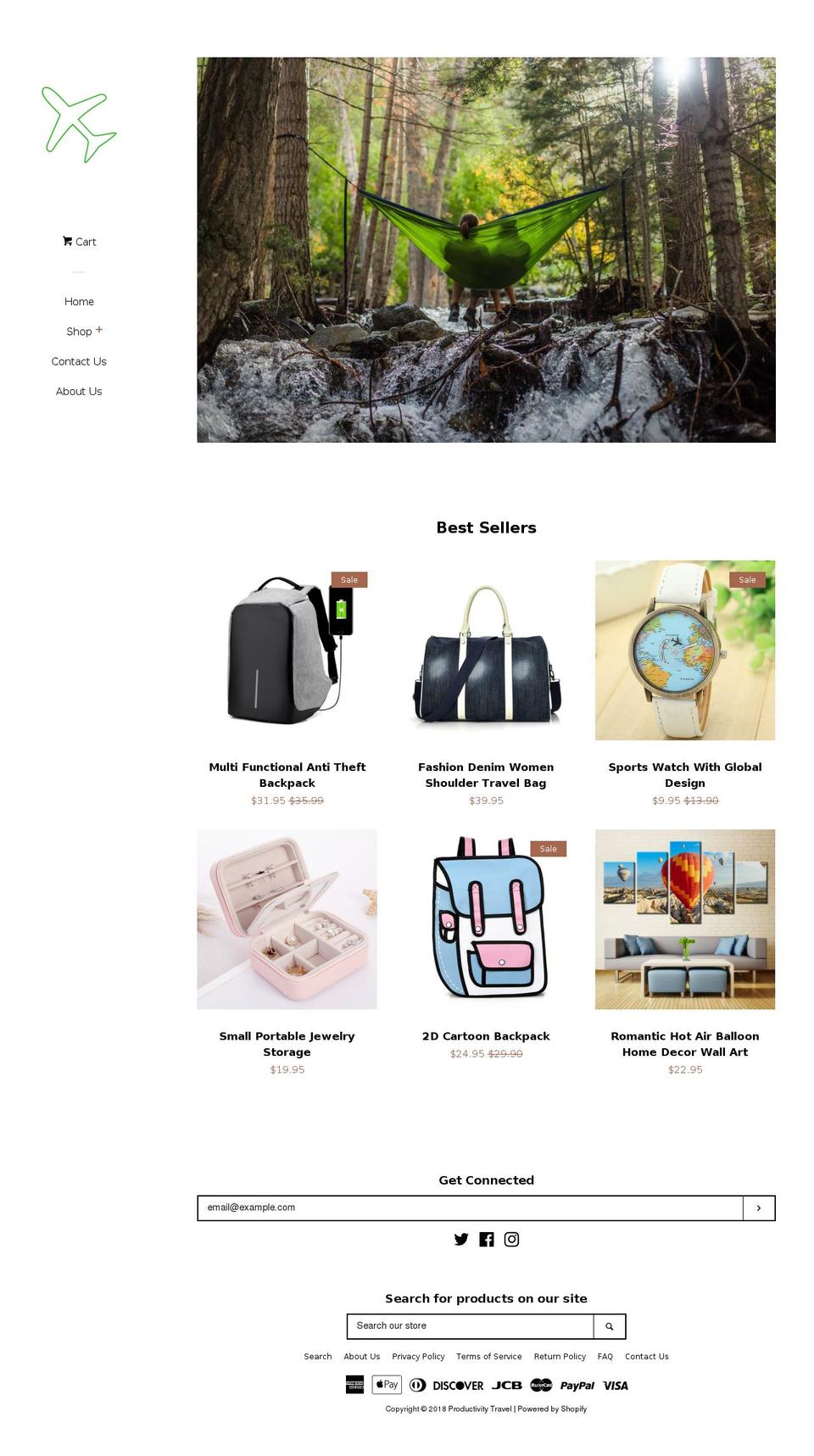 productivitytravel.com — Shopify storefront screenshot