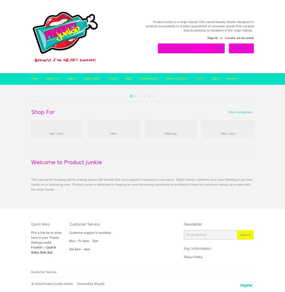 productjunkieonline.com — Shopify storefront screenshot