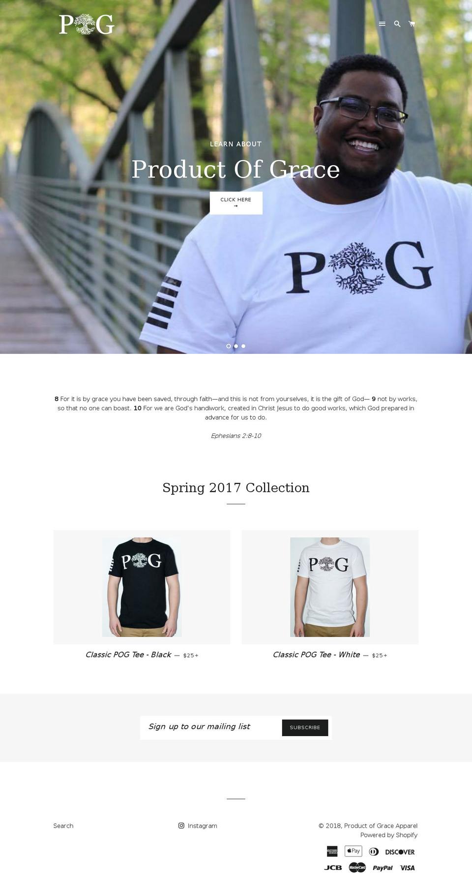 productofgraceapparel.com shopify website screenshot