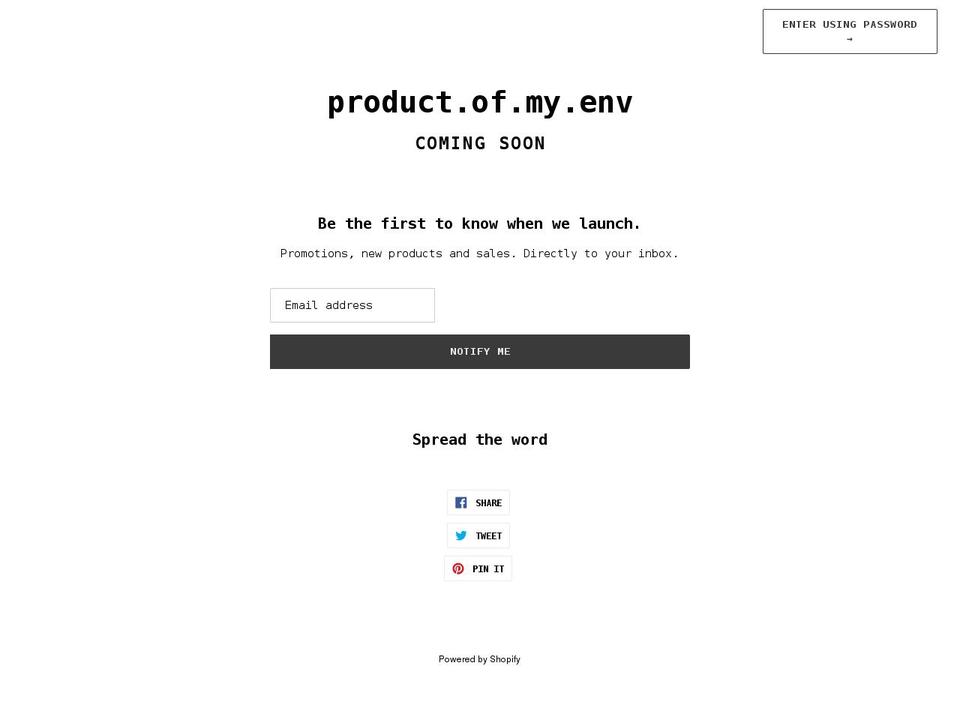 productofmyenv.com shopify website screenshot