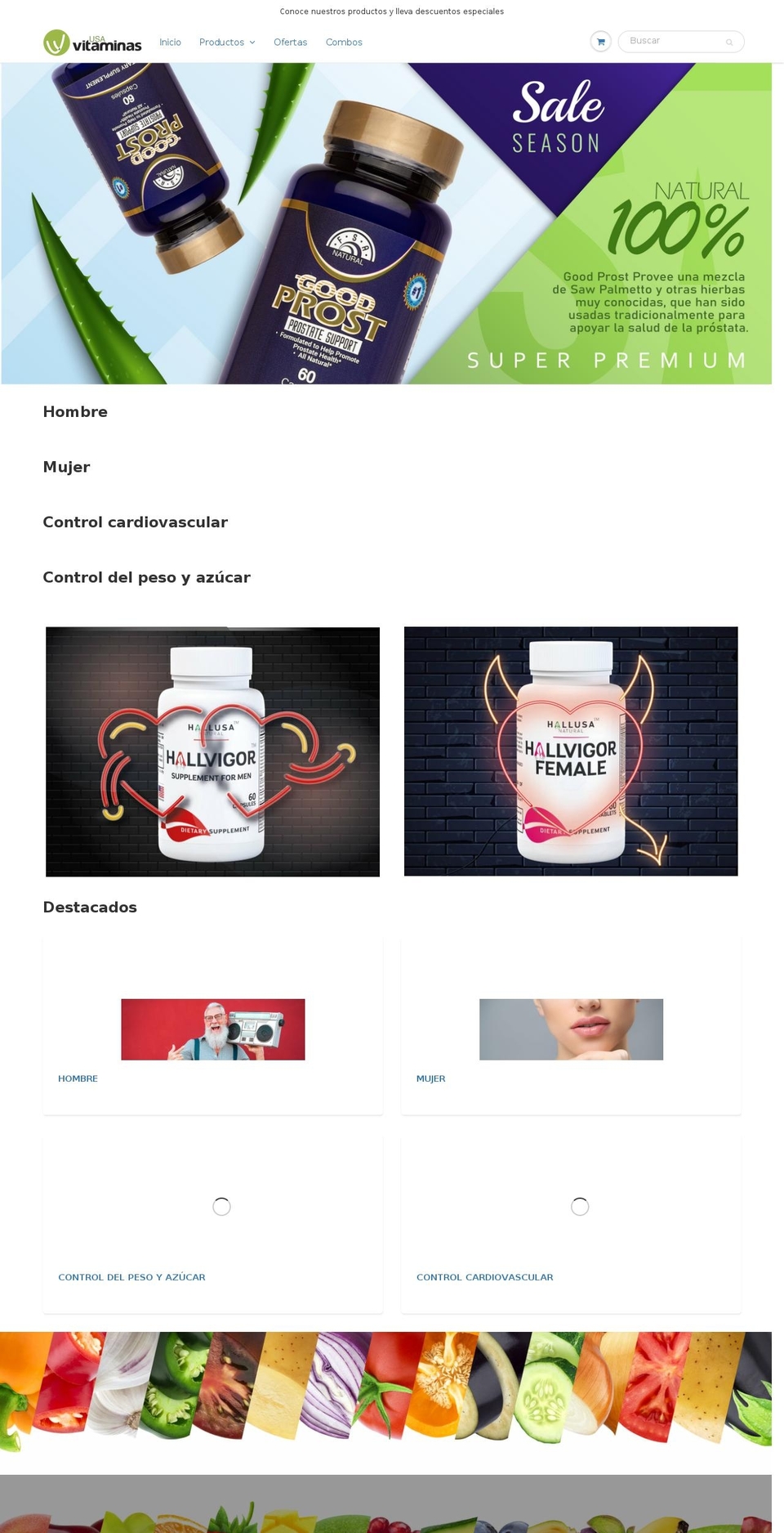 productosusavitaminas.com shopify website screenshot