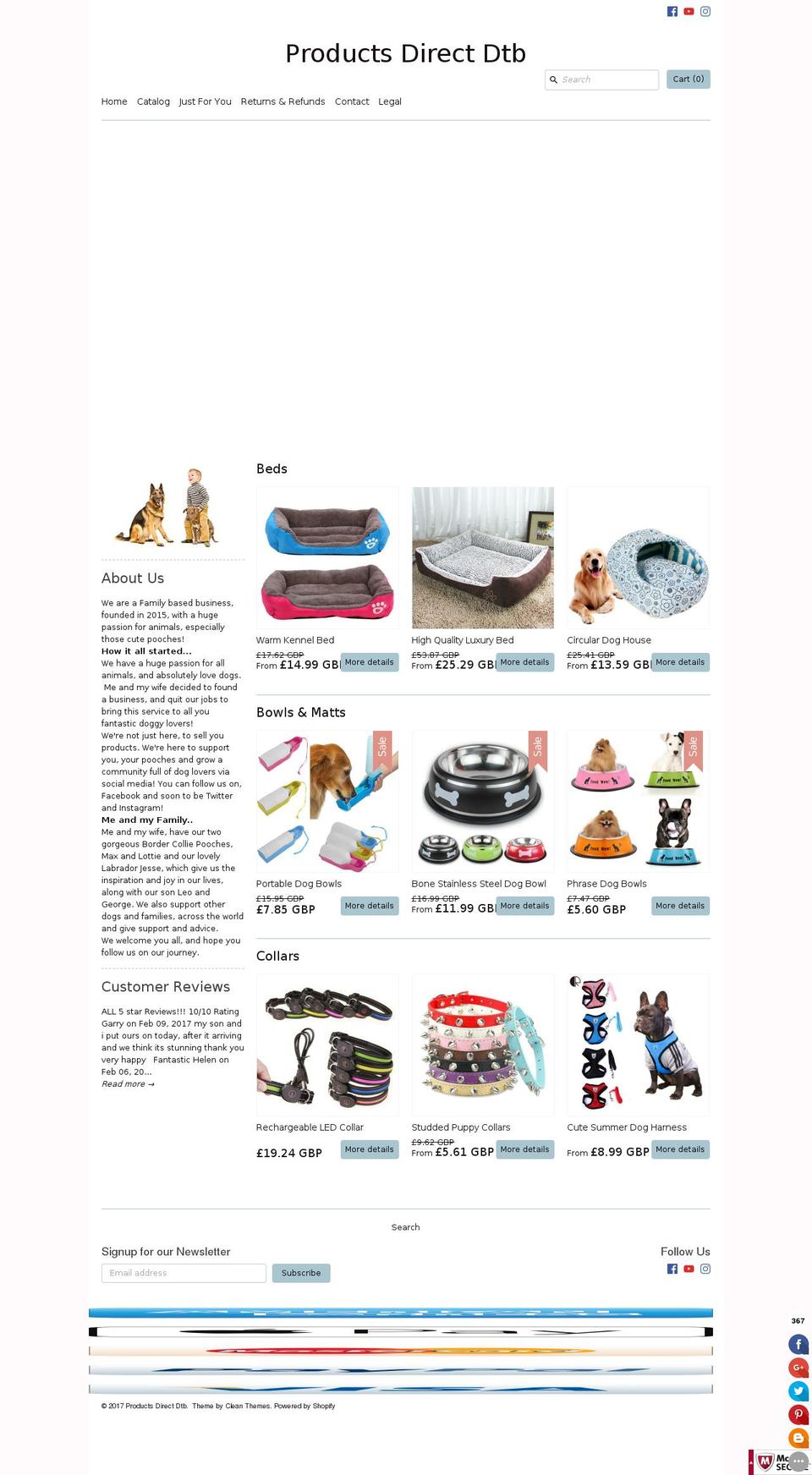 productsdirectdtb.com shopify website screenshot