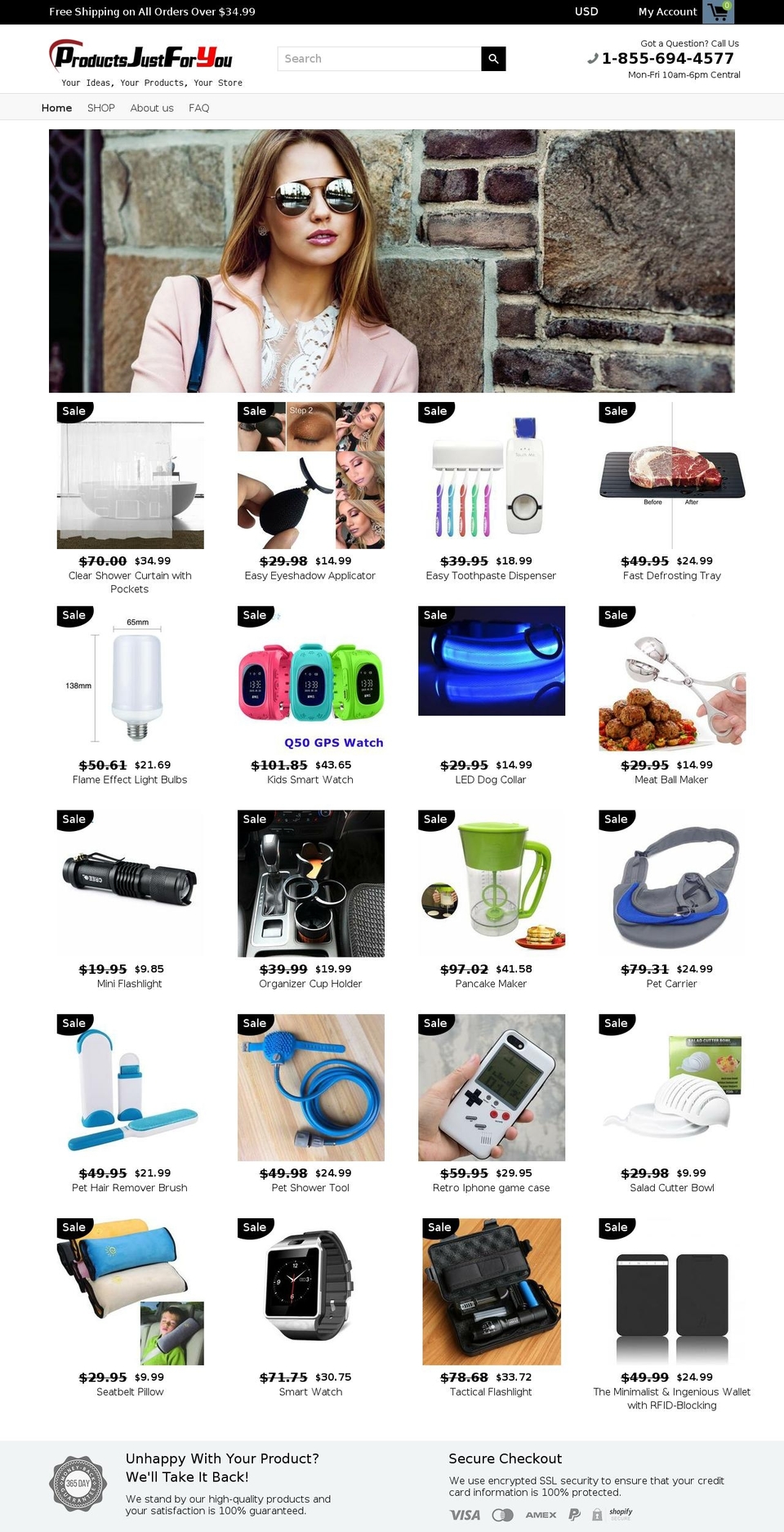 productsjustforyou.com shopify website screenshot