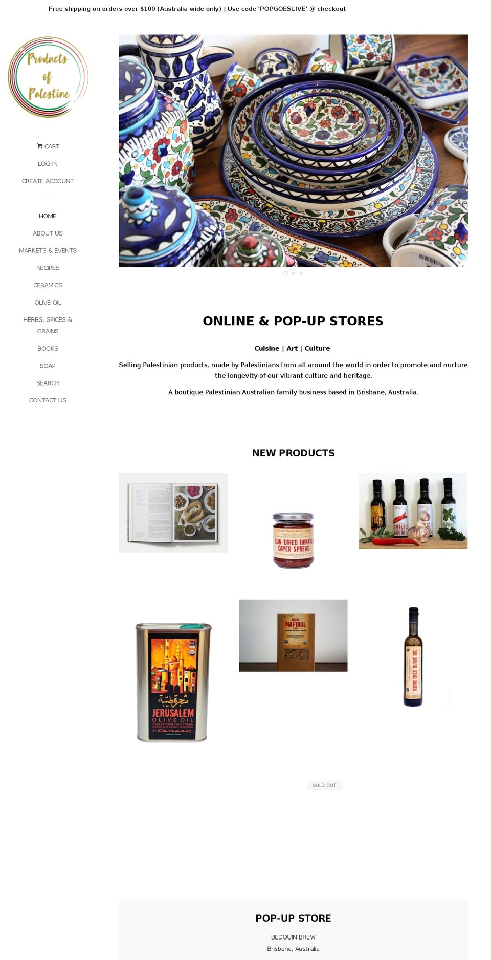 productsofpalestine.com — Shopify storefront screenshot