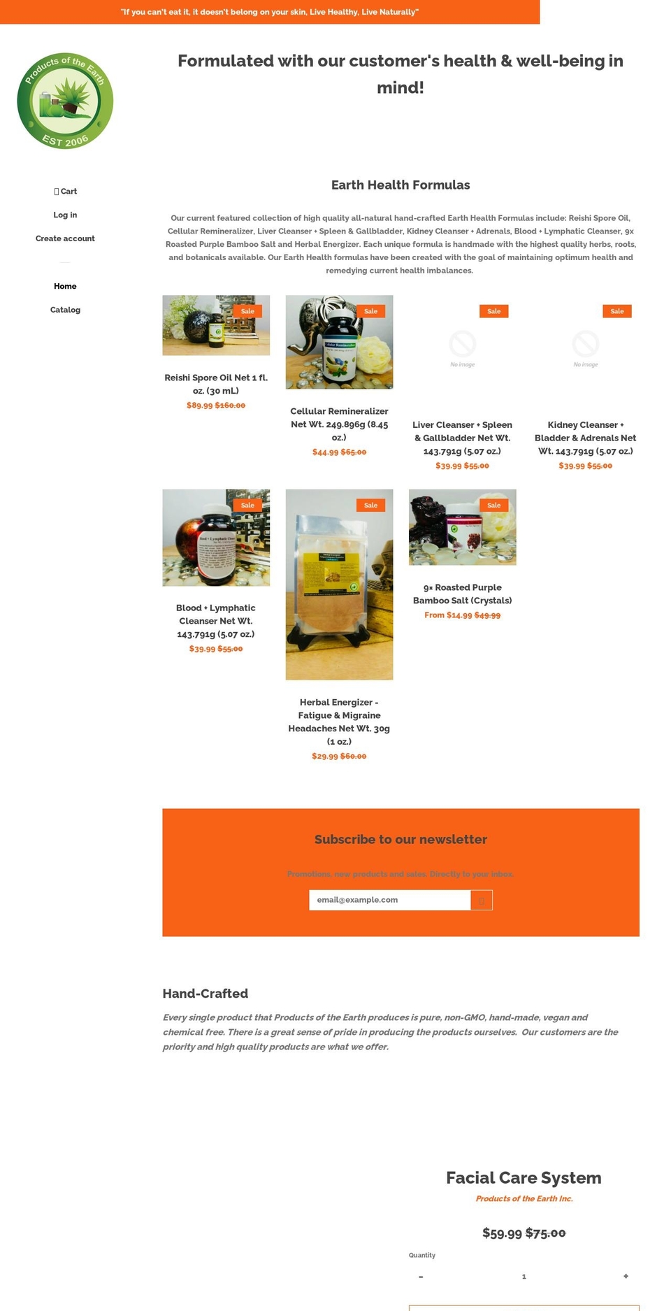 productsoftheearthvegas.com — Shopify storefront screenshot