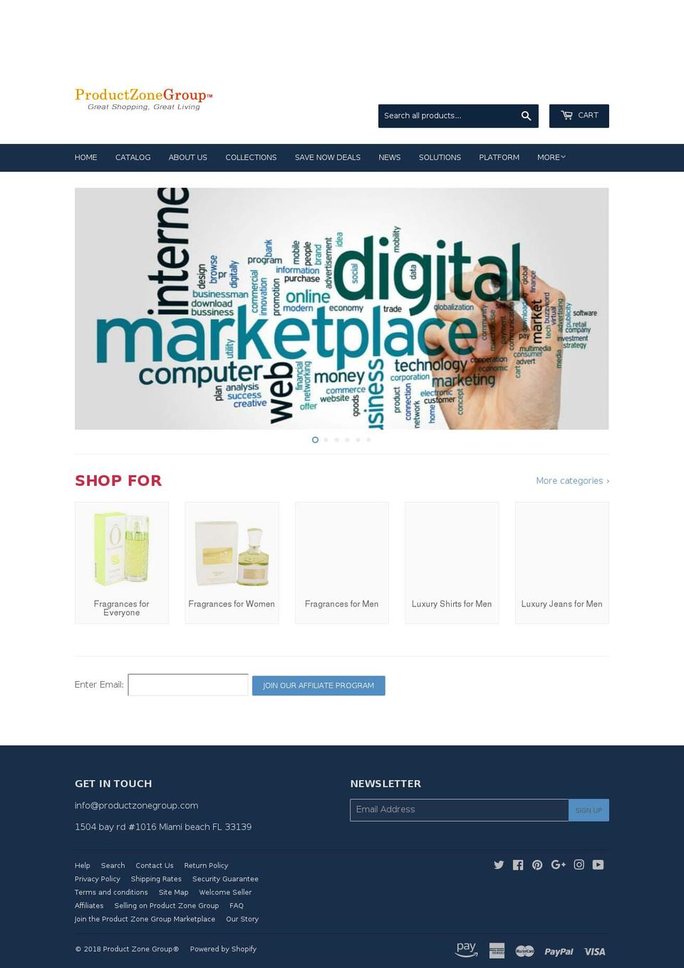 productzonegroup.net shopify website screenshot