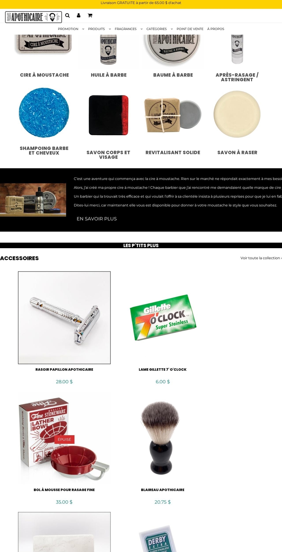 produitsapothicaire.com shopify website screenshot