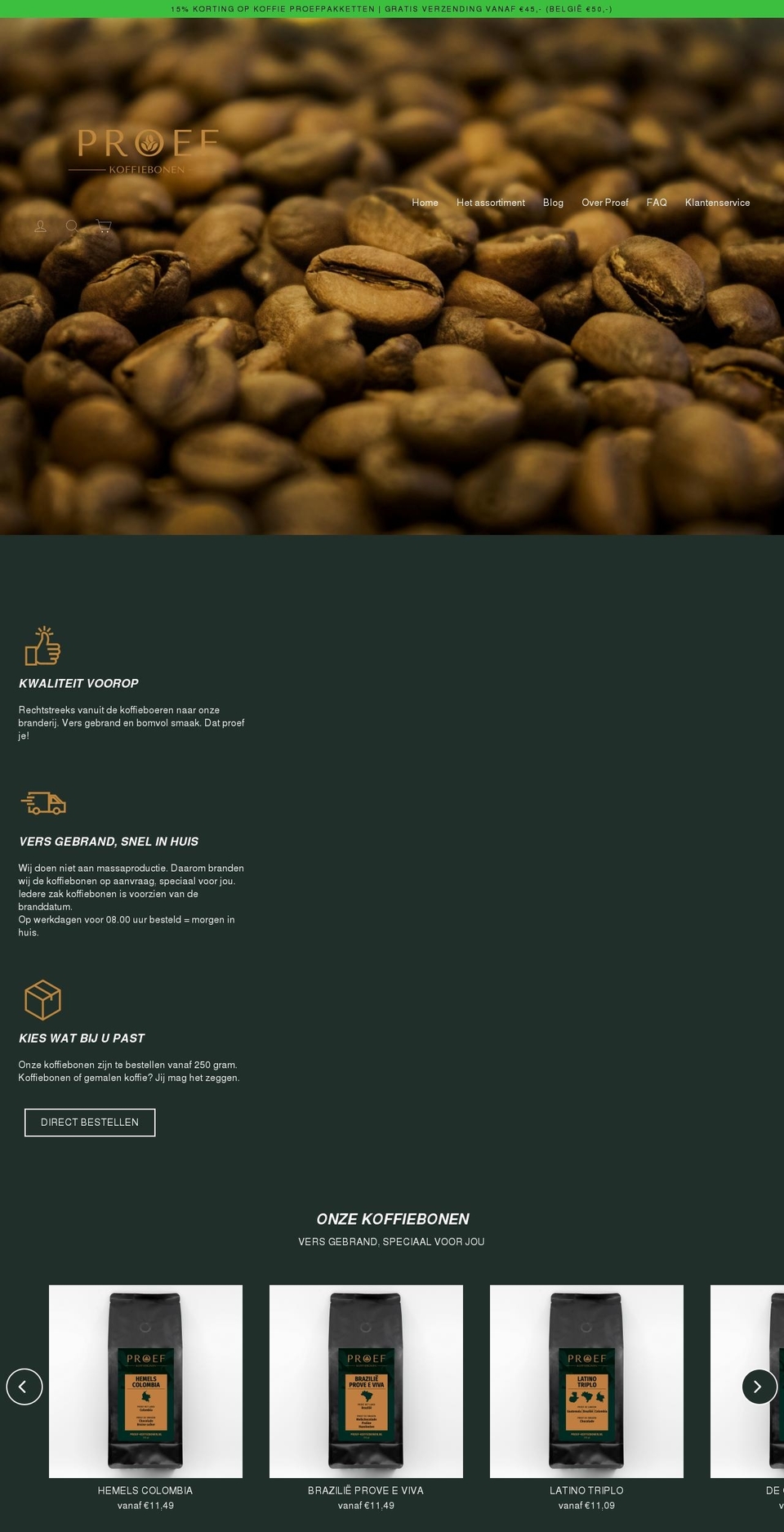 proef-koffiebonen.nl shopify website screenshot