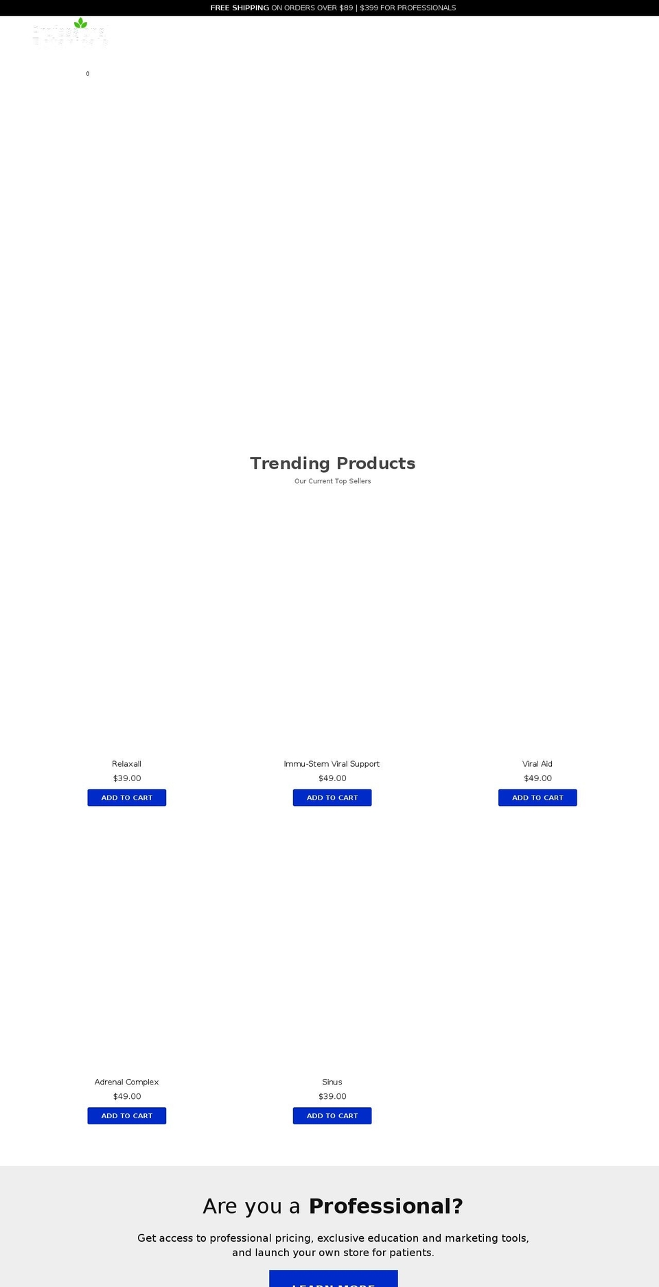 professionalbotanicals.com shopify website screenshot