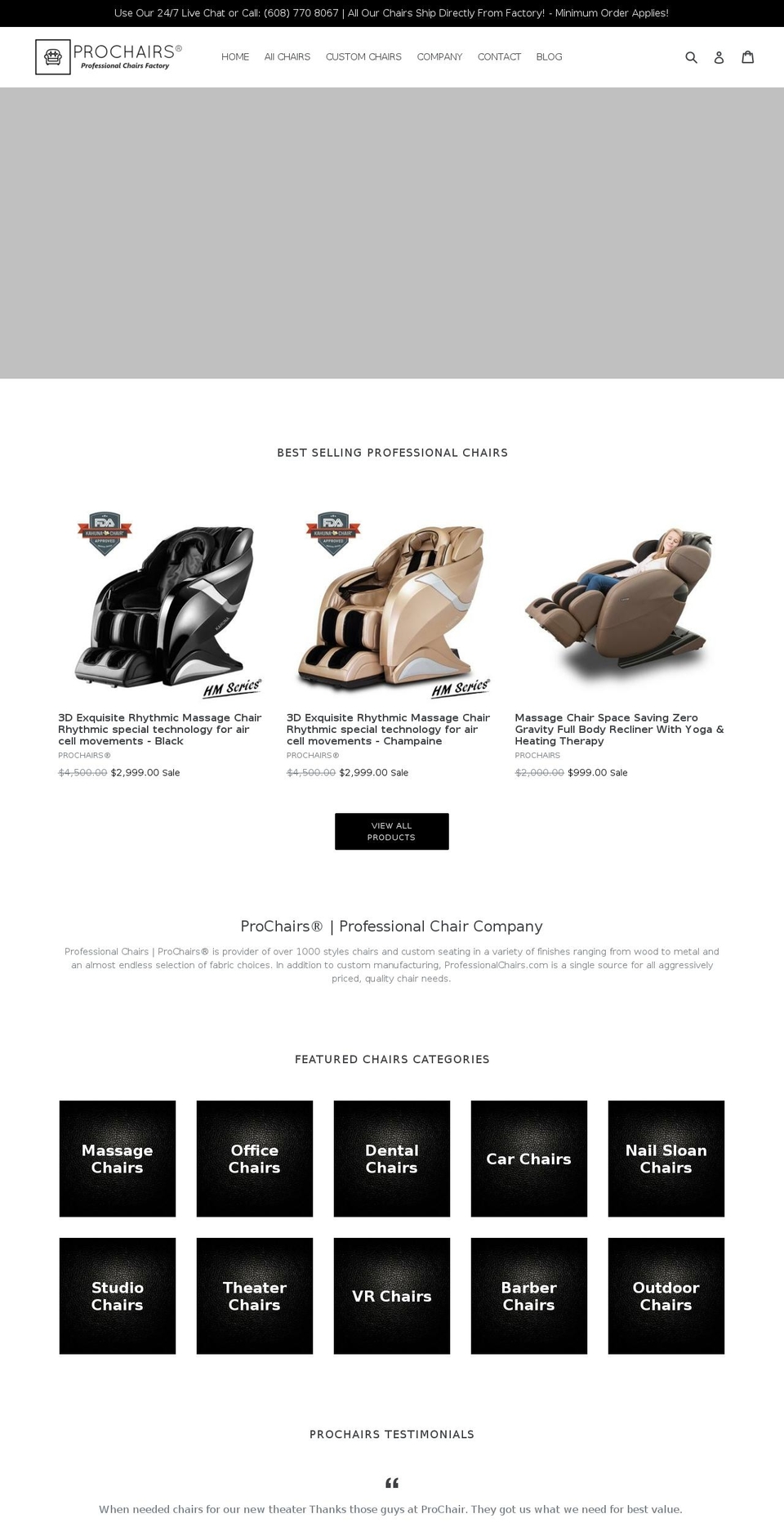 professionalchairs.com — Shopify storefront screenshot