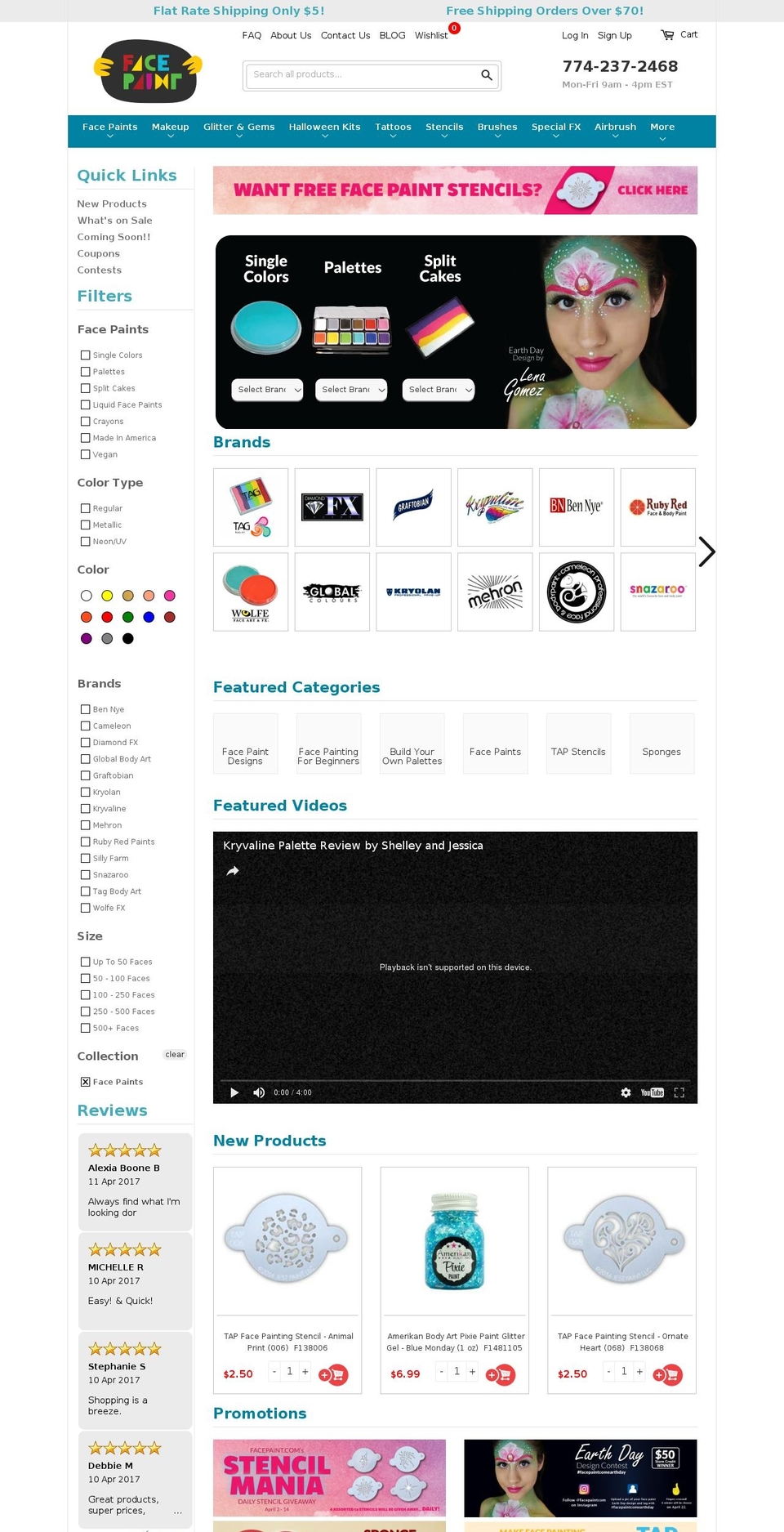 Facepaint Shopify theme site example professionalfacepaints.com