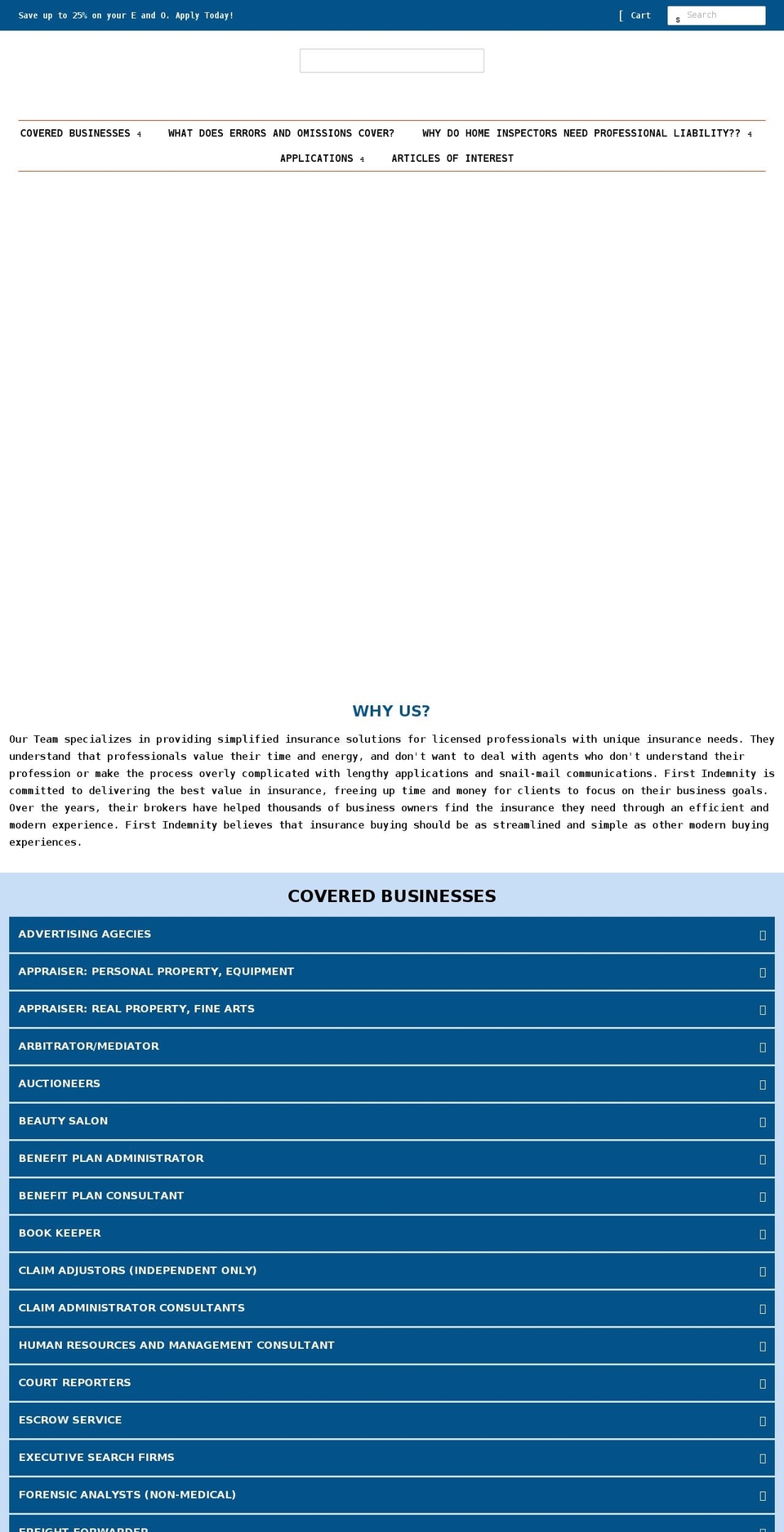 professionalliabilityusa.com shopify website screenshot