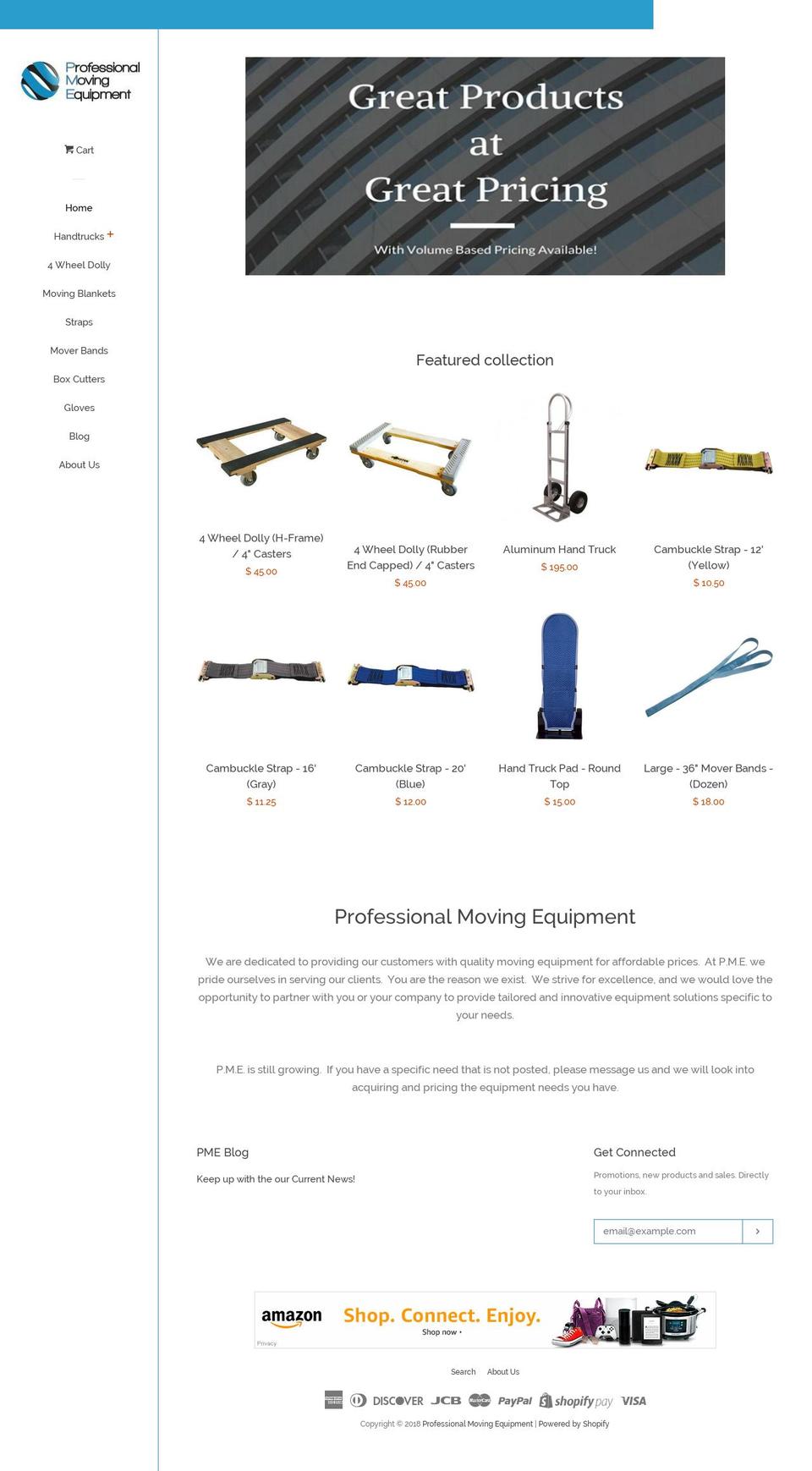 professionalmovingequipment.com — Shopify storefront screenshot