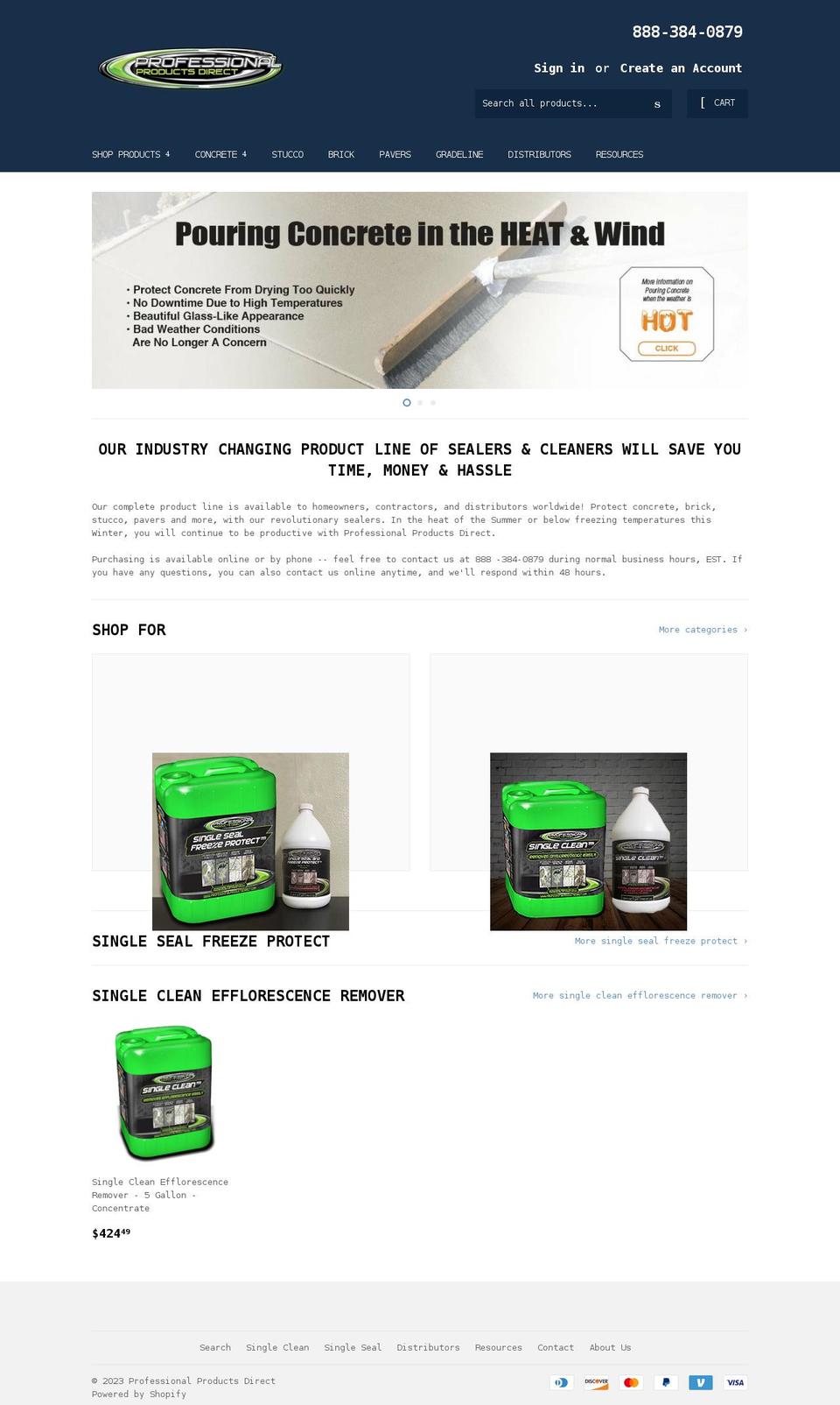professionalproductsdirect.com shopify website screenshot