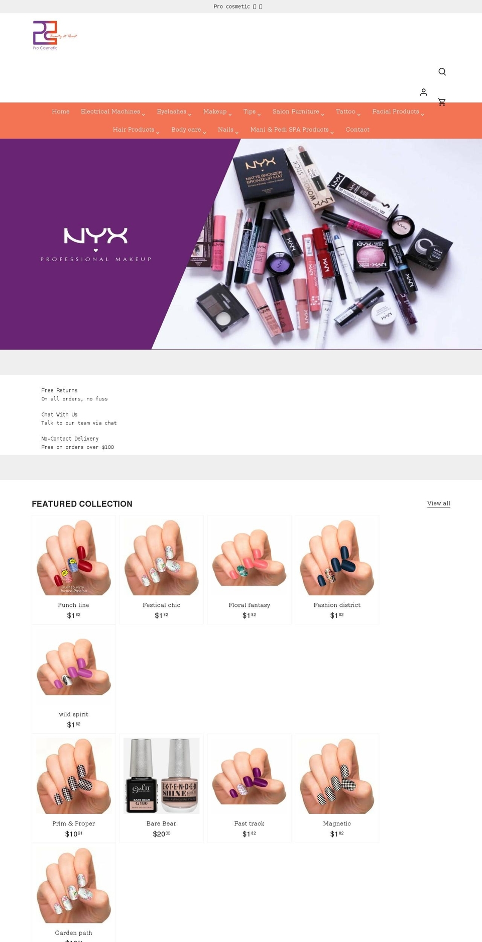 professionalscosmetic.com shopify website screenshot