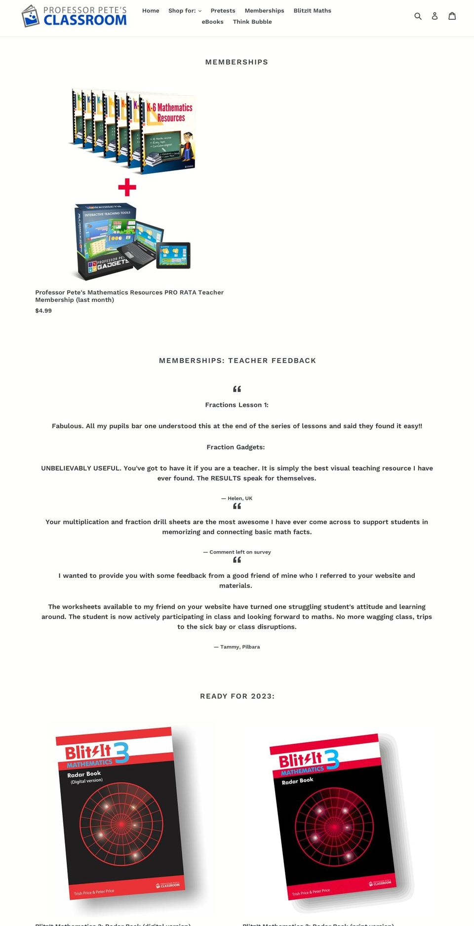 professor-petes-classroom.myshopify.com shopify website screenshot