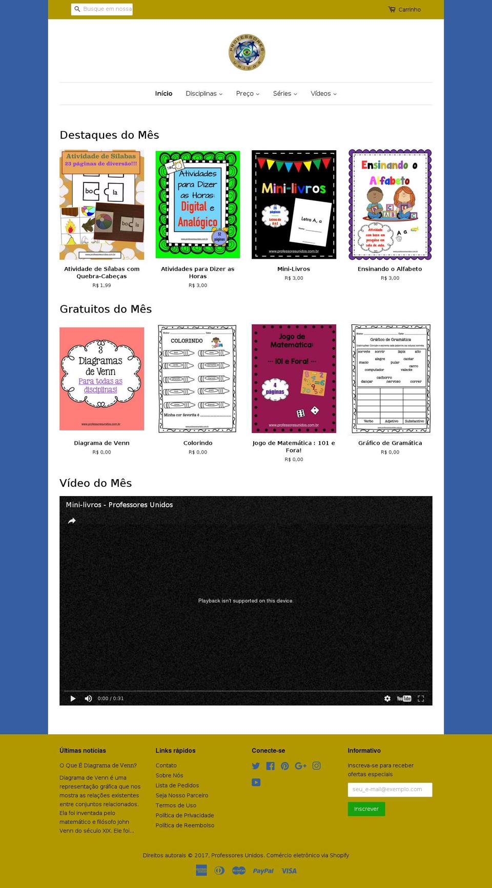 professoresunidos.com shopify website screenshot