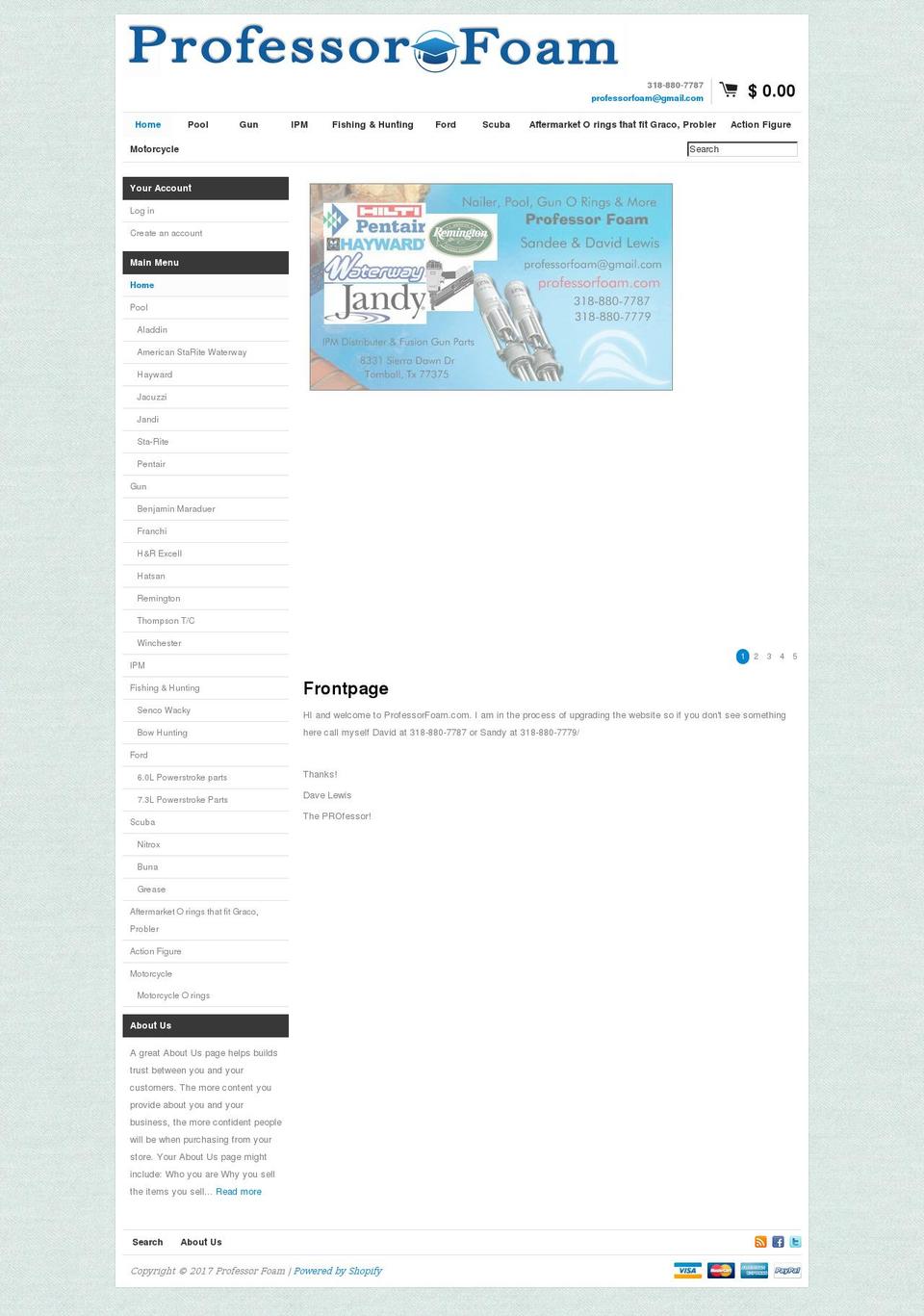 professorfoam.com shopify website screenshot