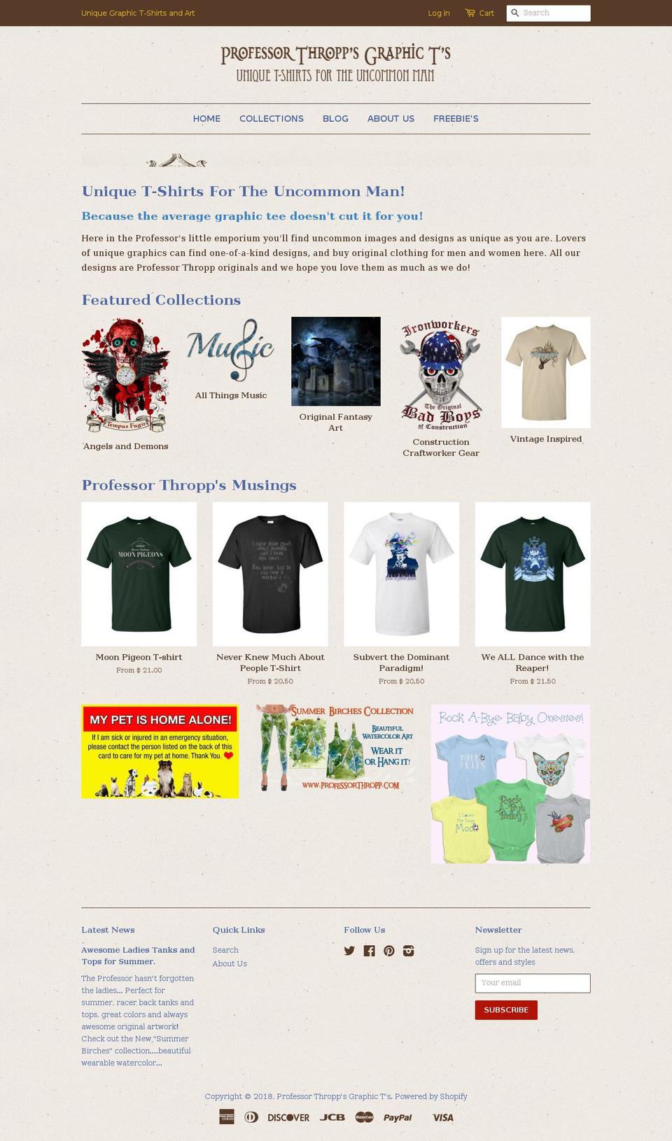 professorthropp.com — Shopify storefront screenshot