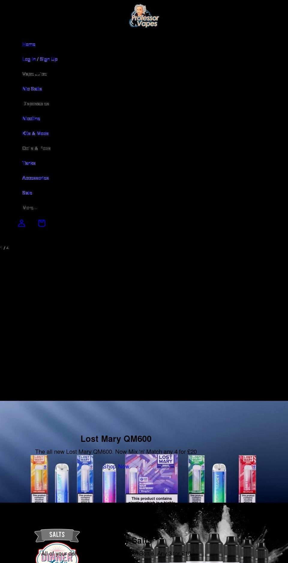 professorvapes.com shopify website screenshot