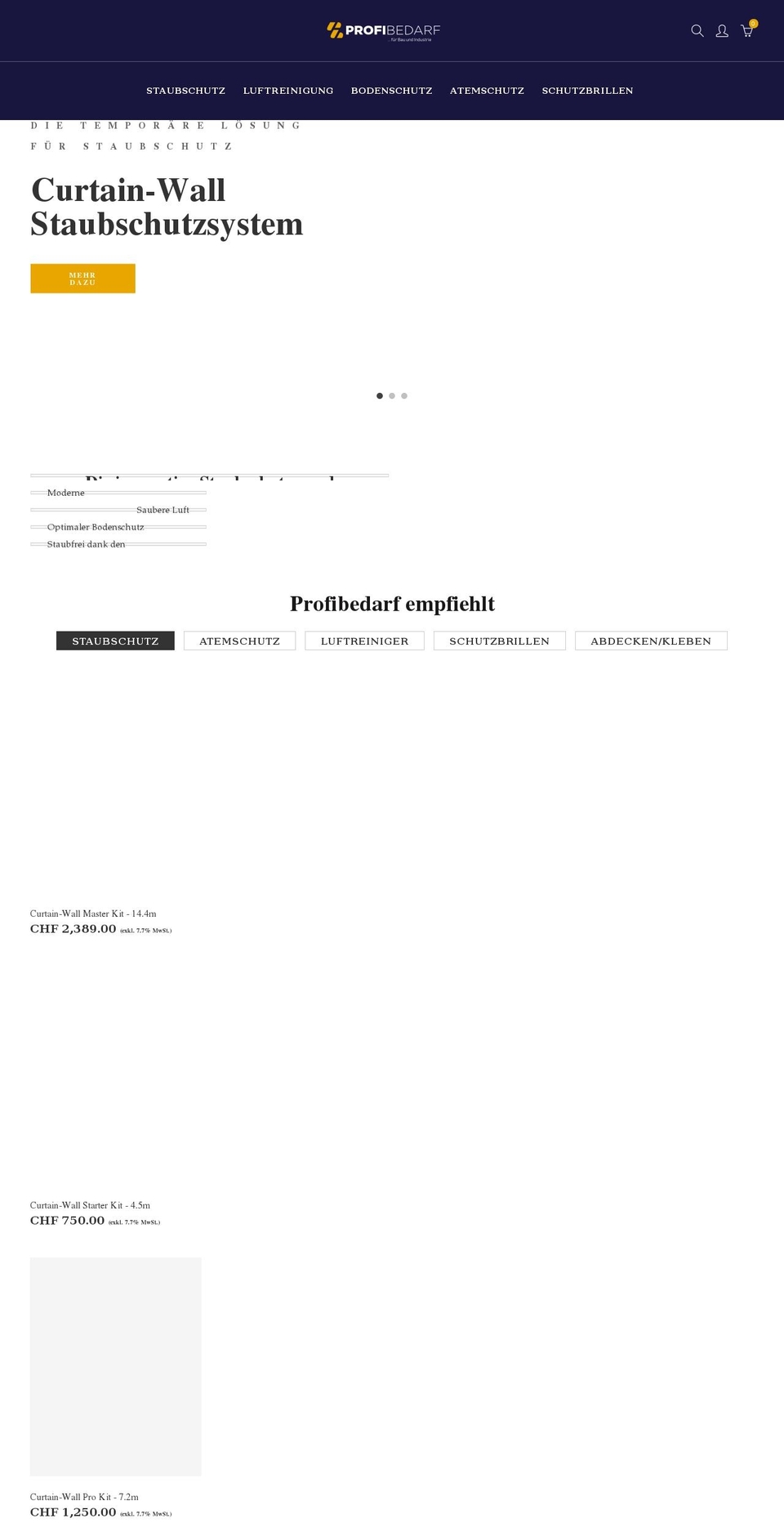 profibedarf.ch shopify website screenshot