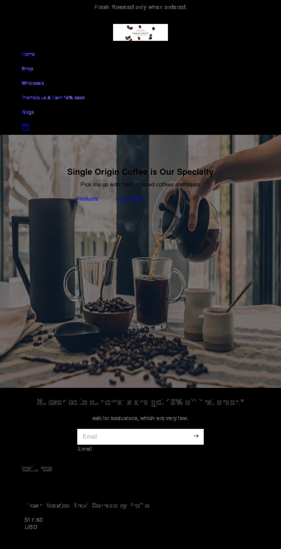 Dotcome Engine Design Shopify theme site example profilecoffeeandroasters.com