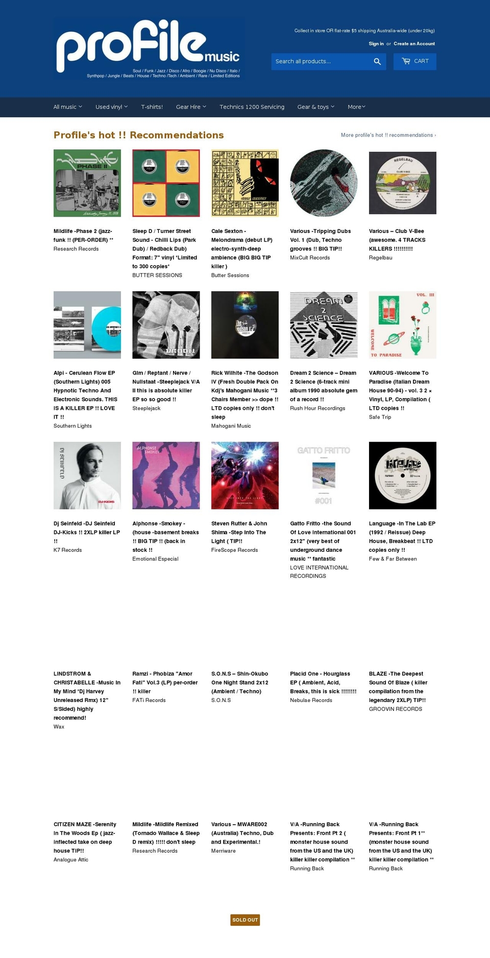 profilemusic.net.au shopify website screenshot