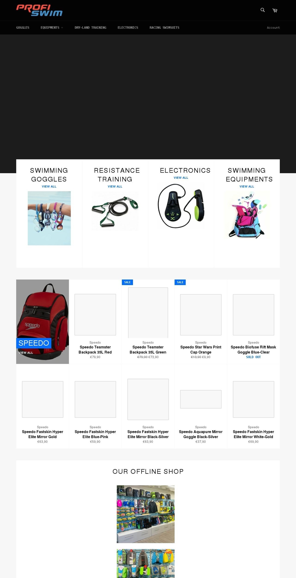 profiswim.com shopify website screenshot