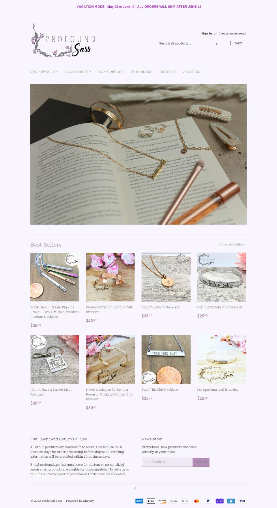 profoundsass.com shopify website screenshot