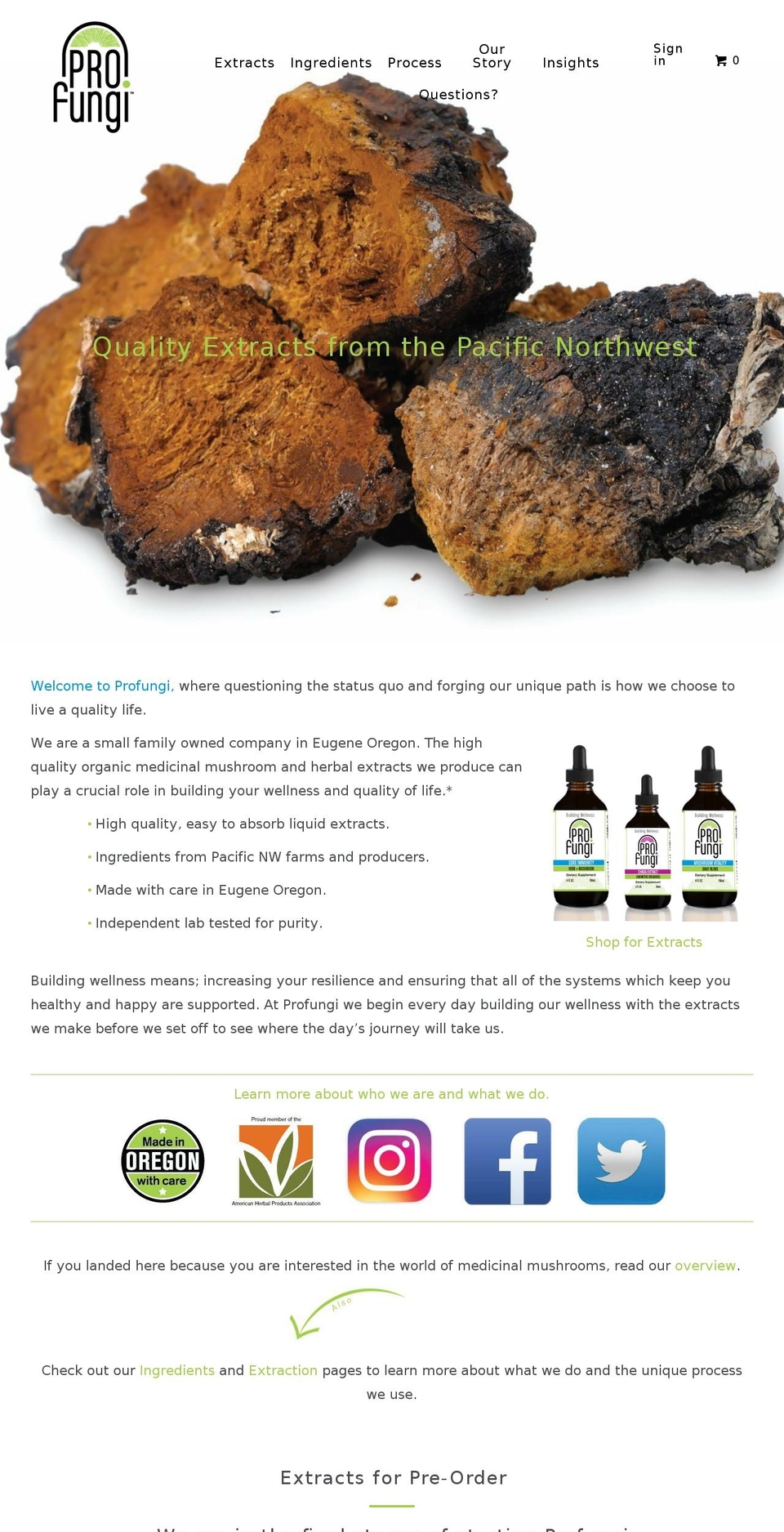 profungi.net shopify website screenshot
