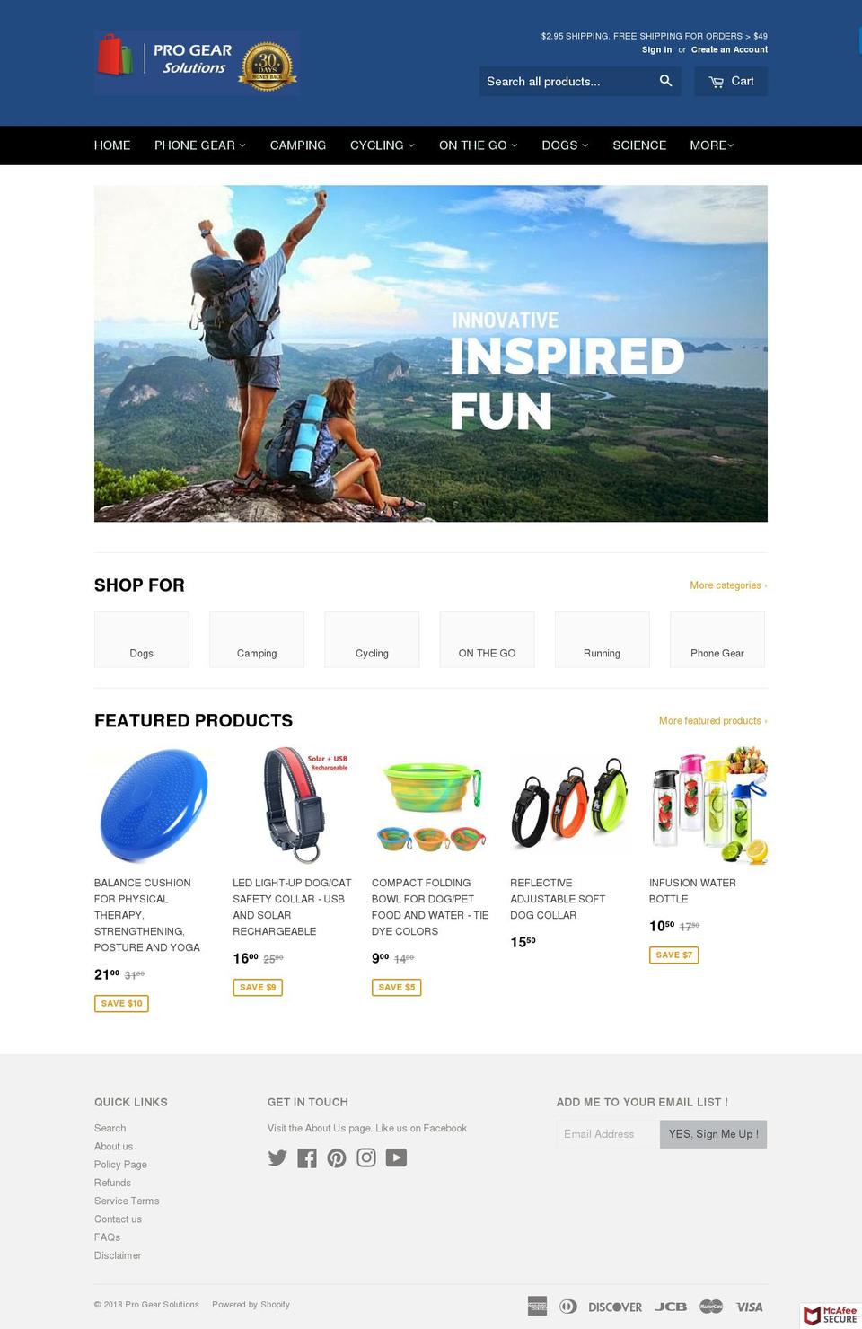 progearsolutions.com — Shopify storefront screenshot