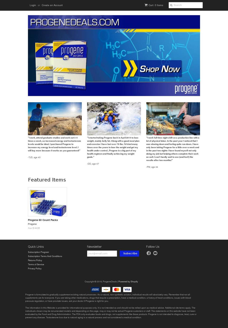 progenedeals.com — Shopify storefront screenshot
