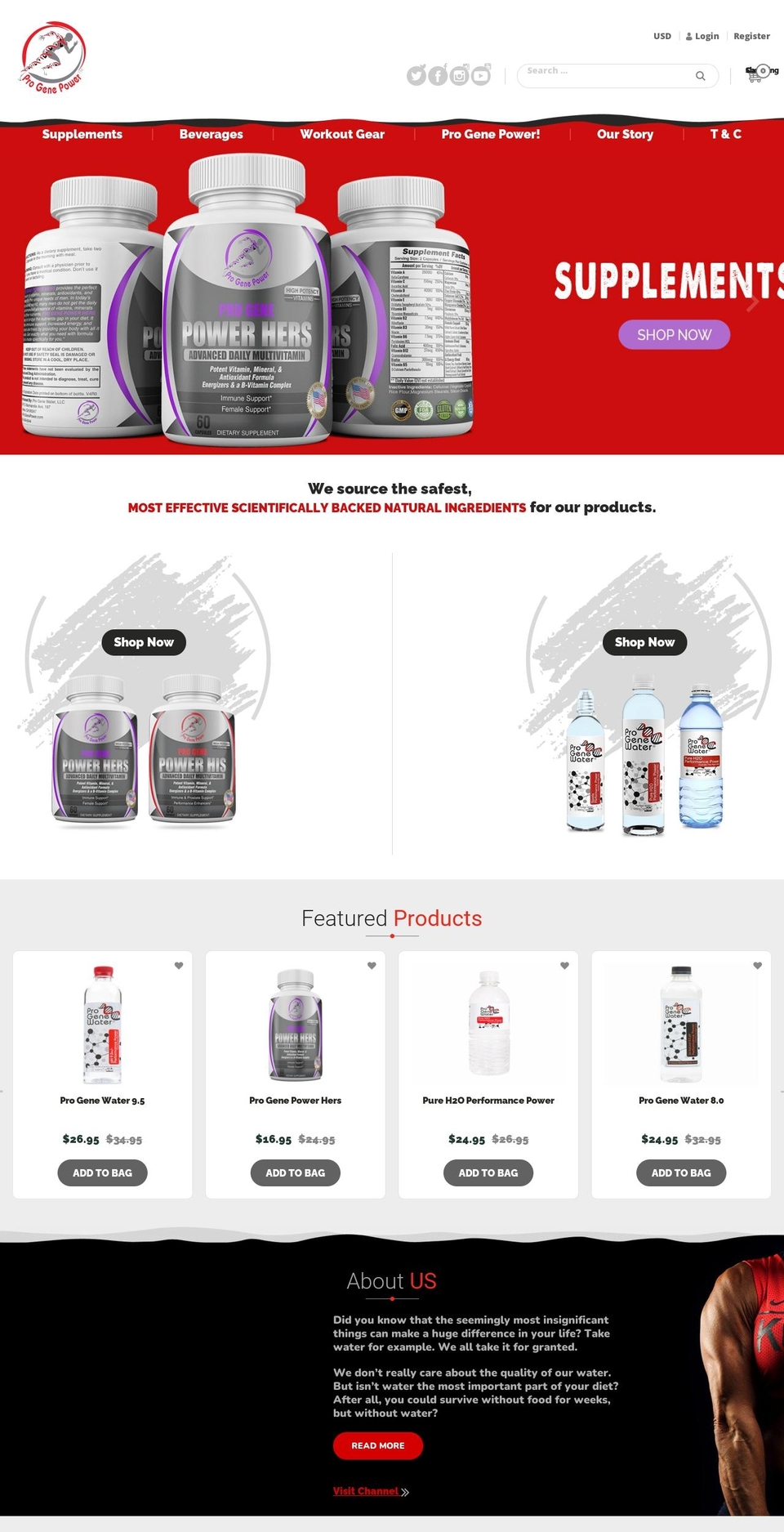 progenepower.com shopify website screenshot