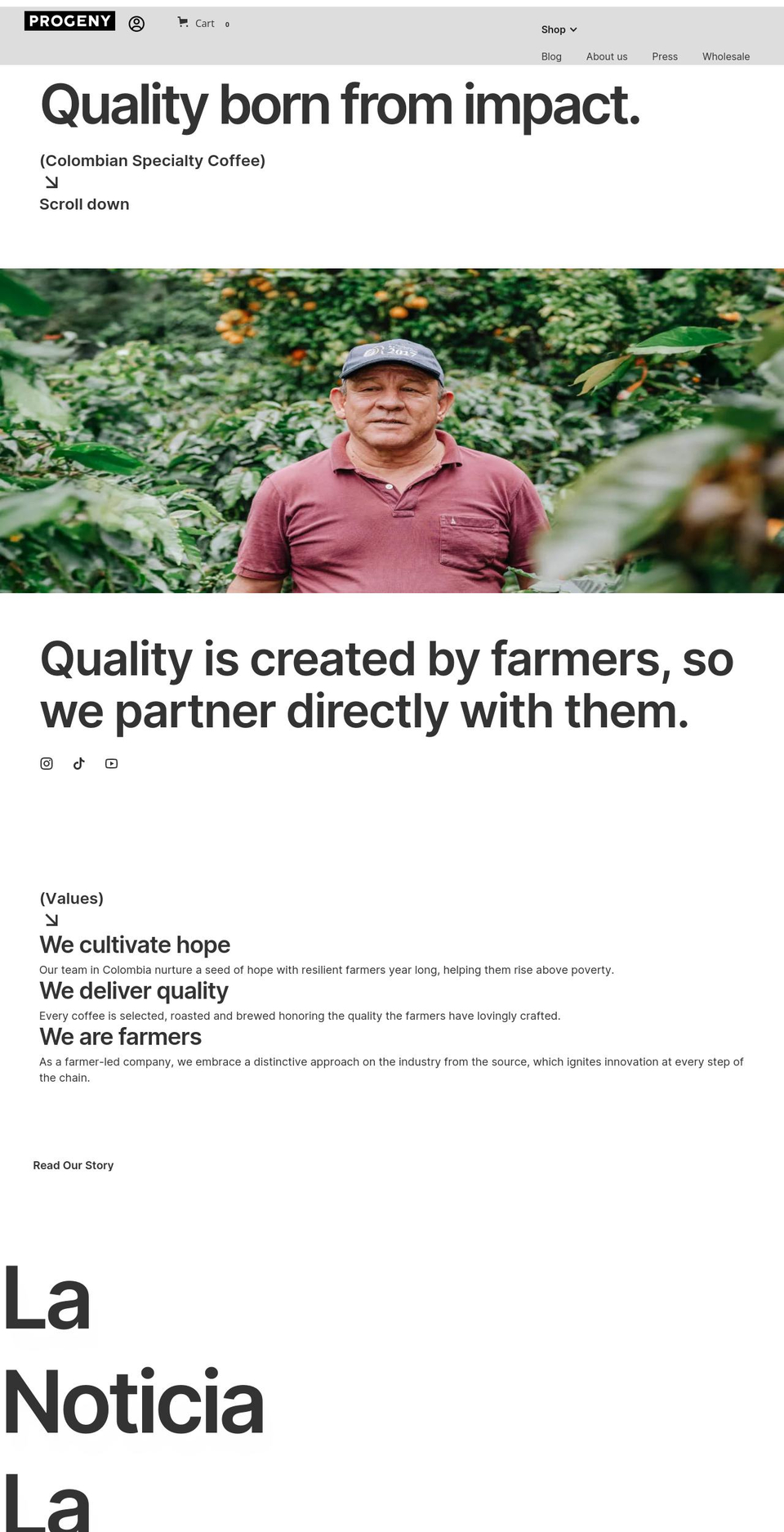 progenycoffee.com shopify website screenshot
