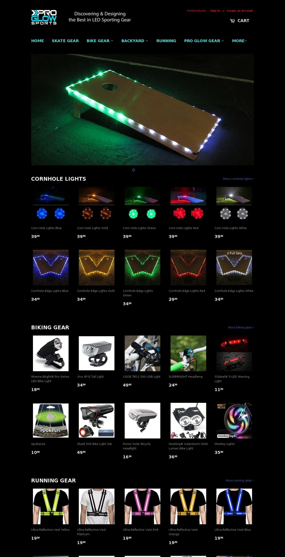 proglowsports.com shopify website screenshot
