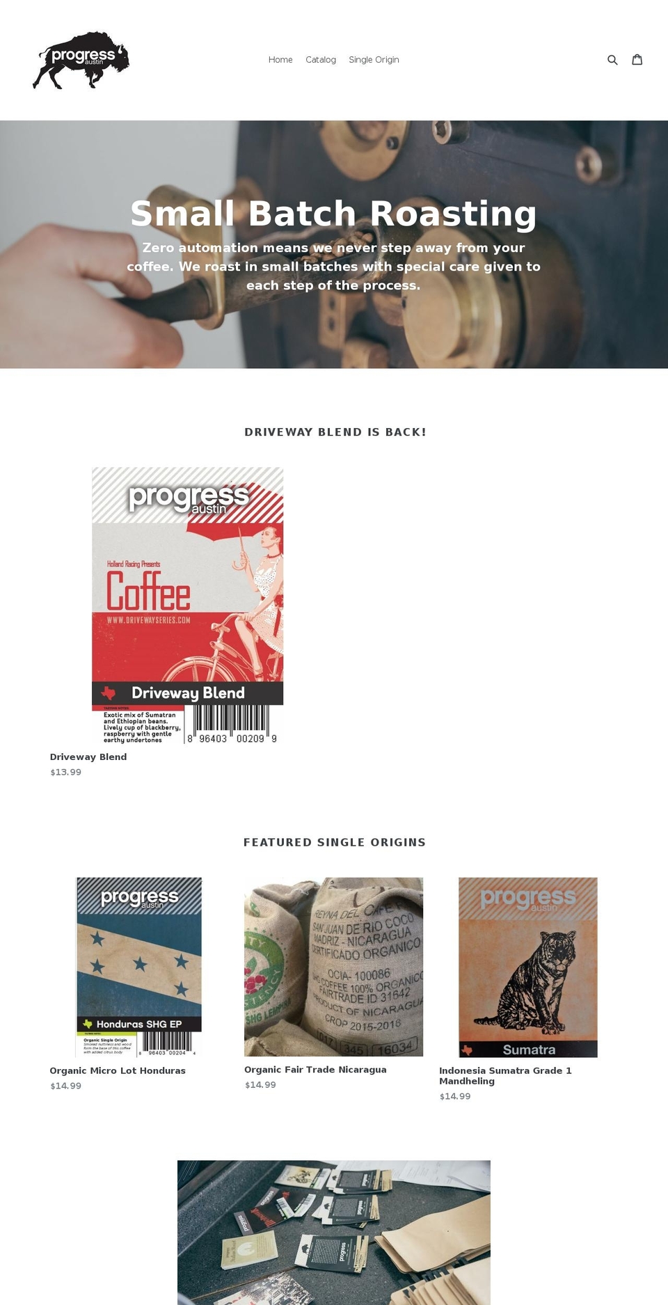 progresscoffeeroasting.com shopify website screenshot