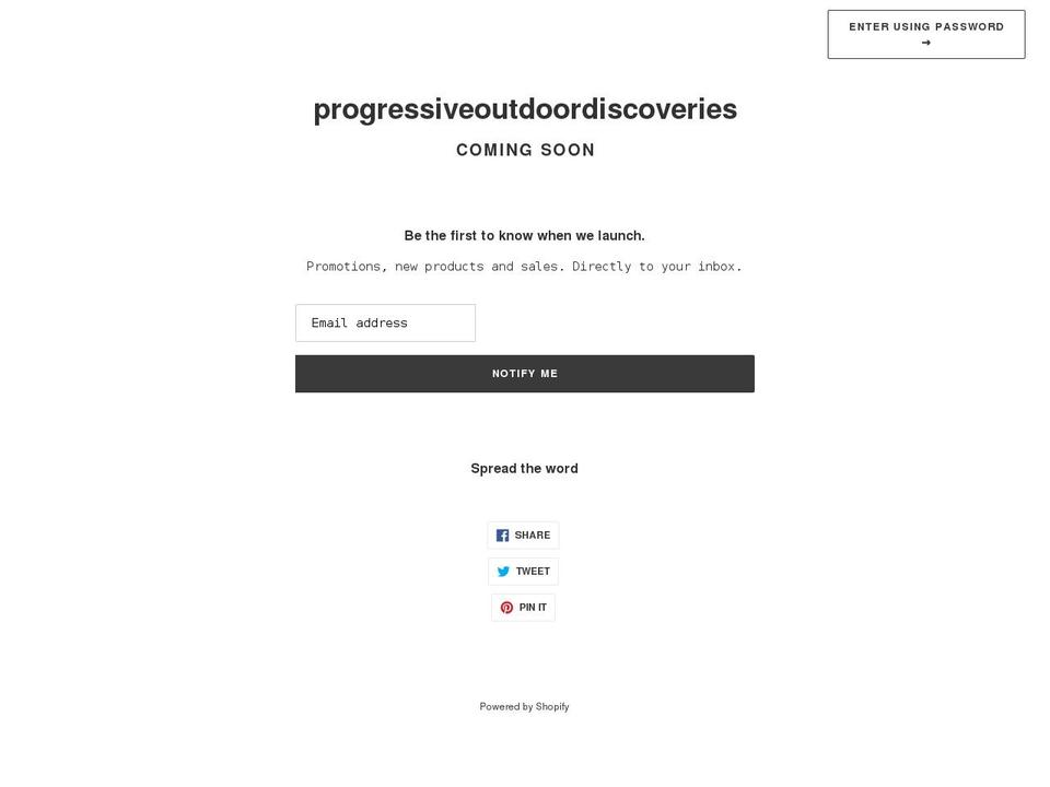 progressiveoutdoordiscoveries.com — Shopify storefront screenshot