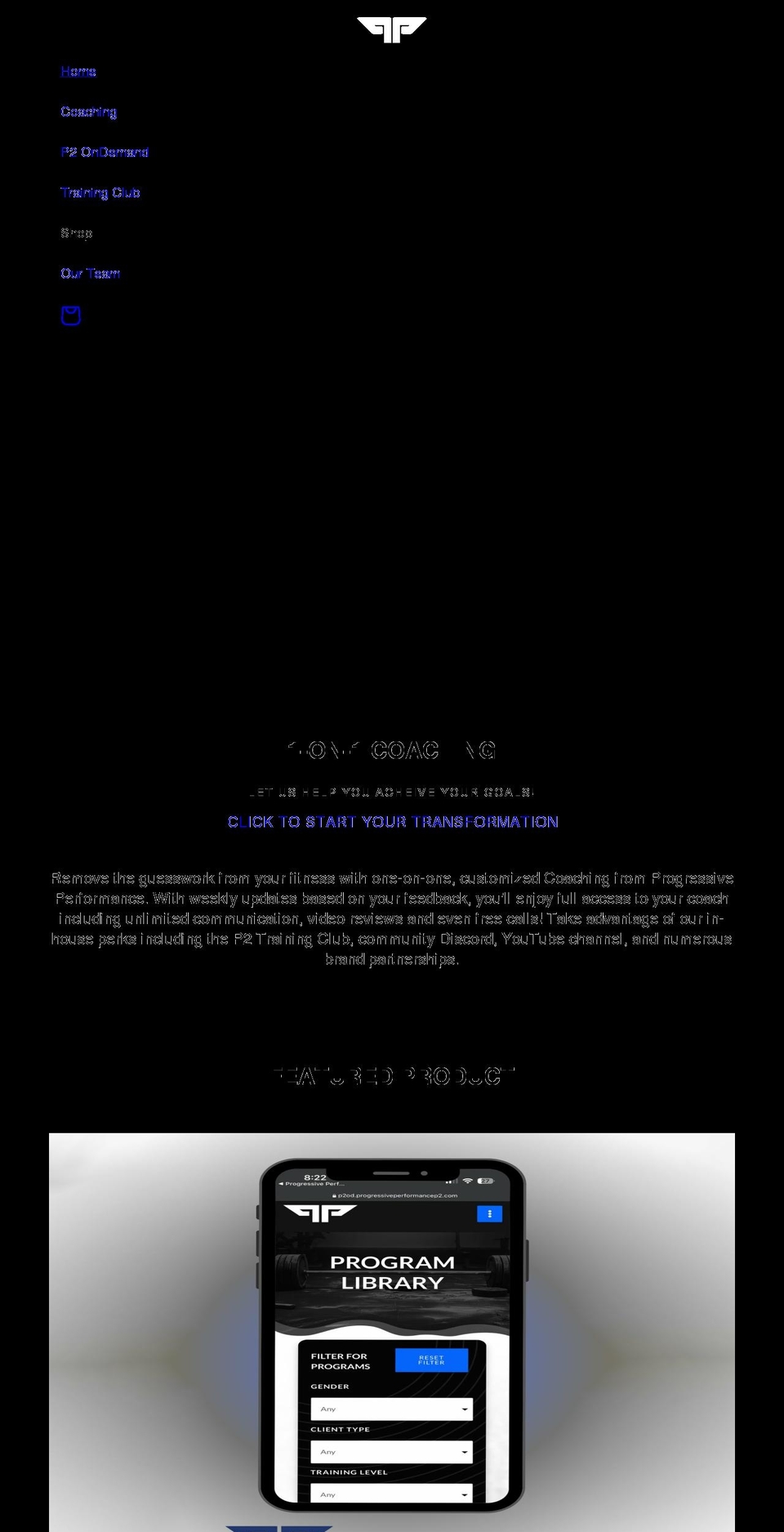 progressiveperformancep2.com shopify website screenshot