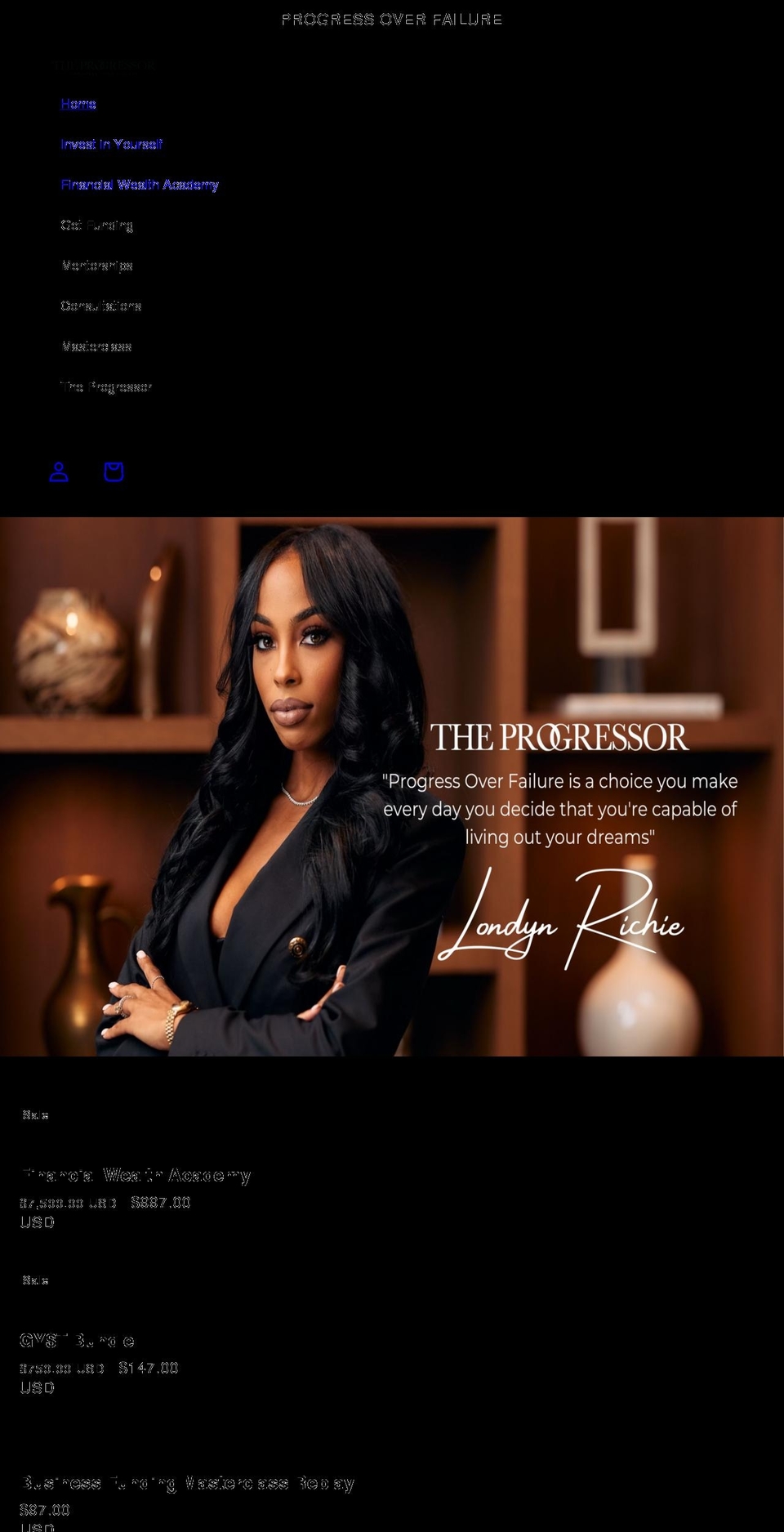progressoverfailure.com shopify website screenshot