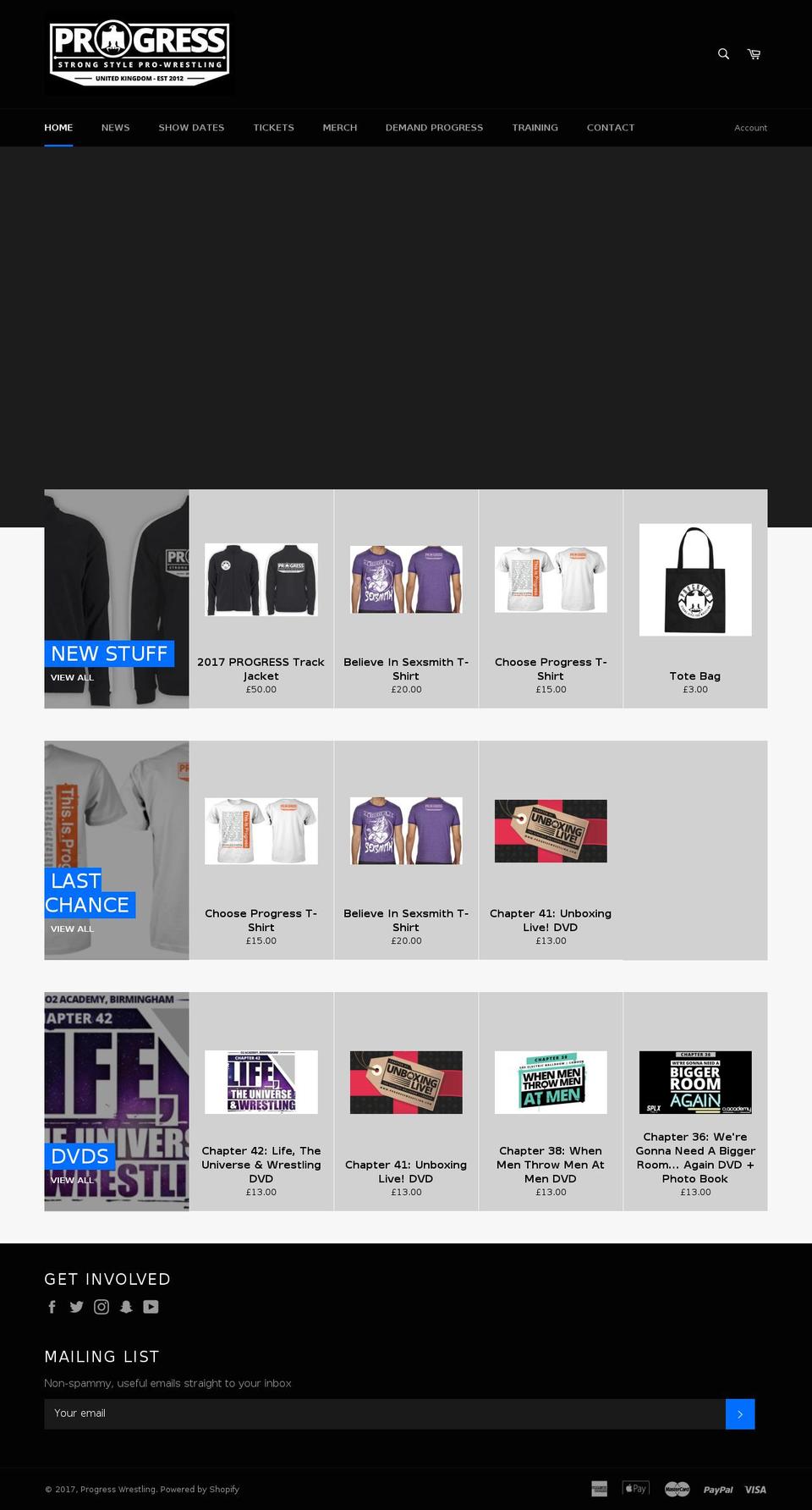 progresswrestling.com shopify website screenshot