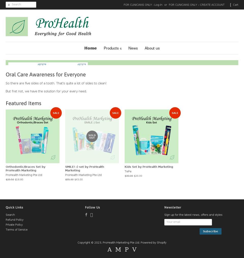 prohealthshop.co shopify website screenshot