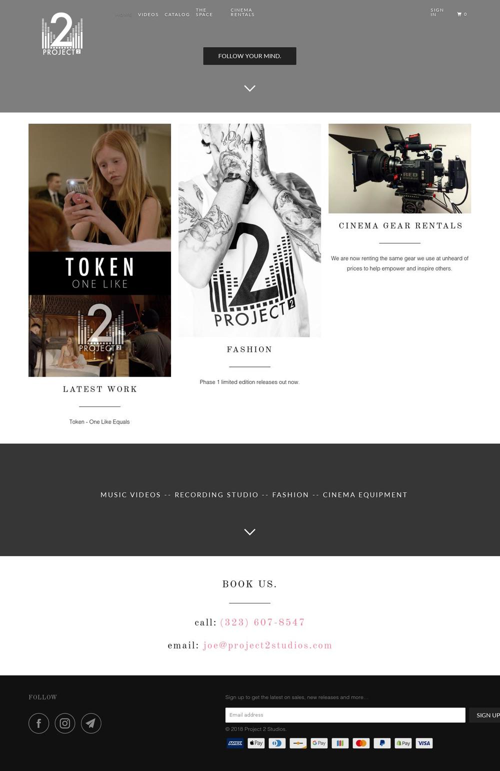 project2studios.com — Shopify storefront screenshot