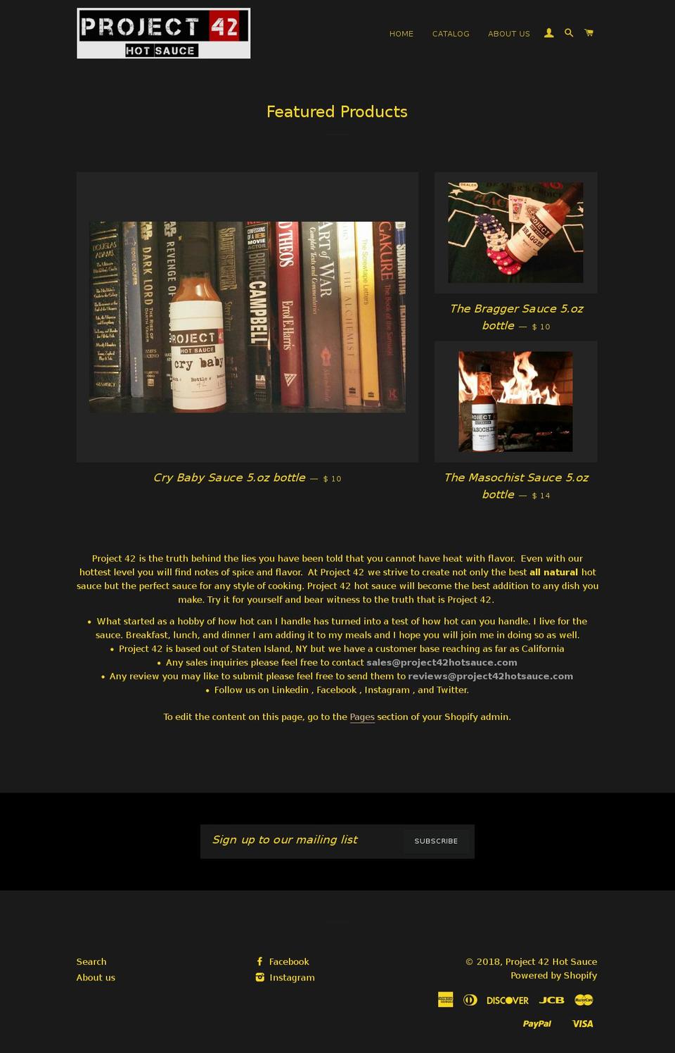 project42hotsauce.com — Shopify storefront screenshot