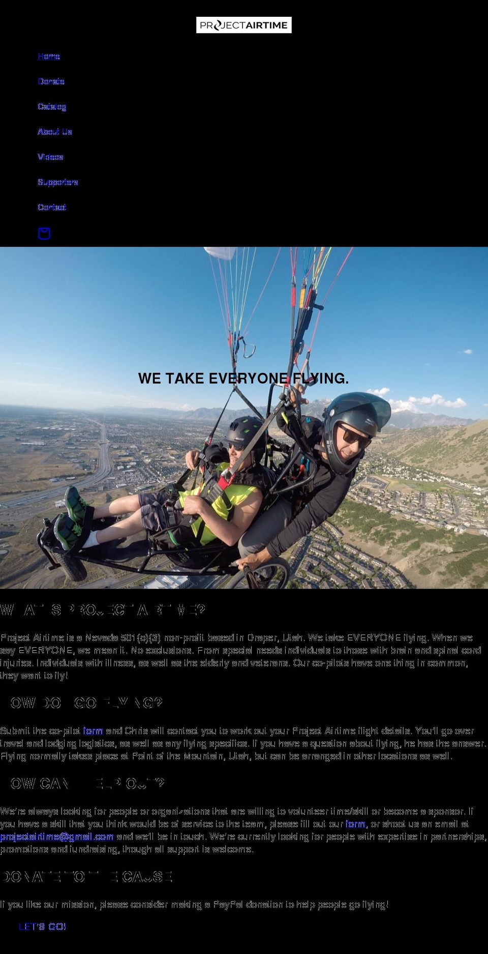 projectairtime.org shopify website screenshot