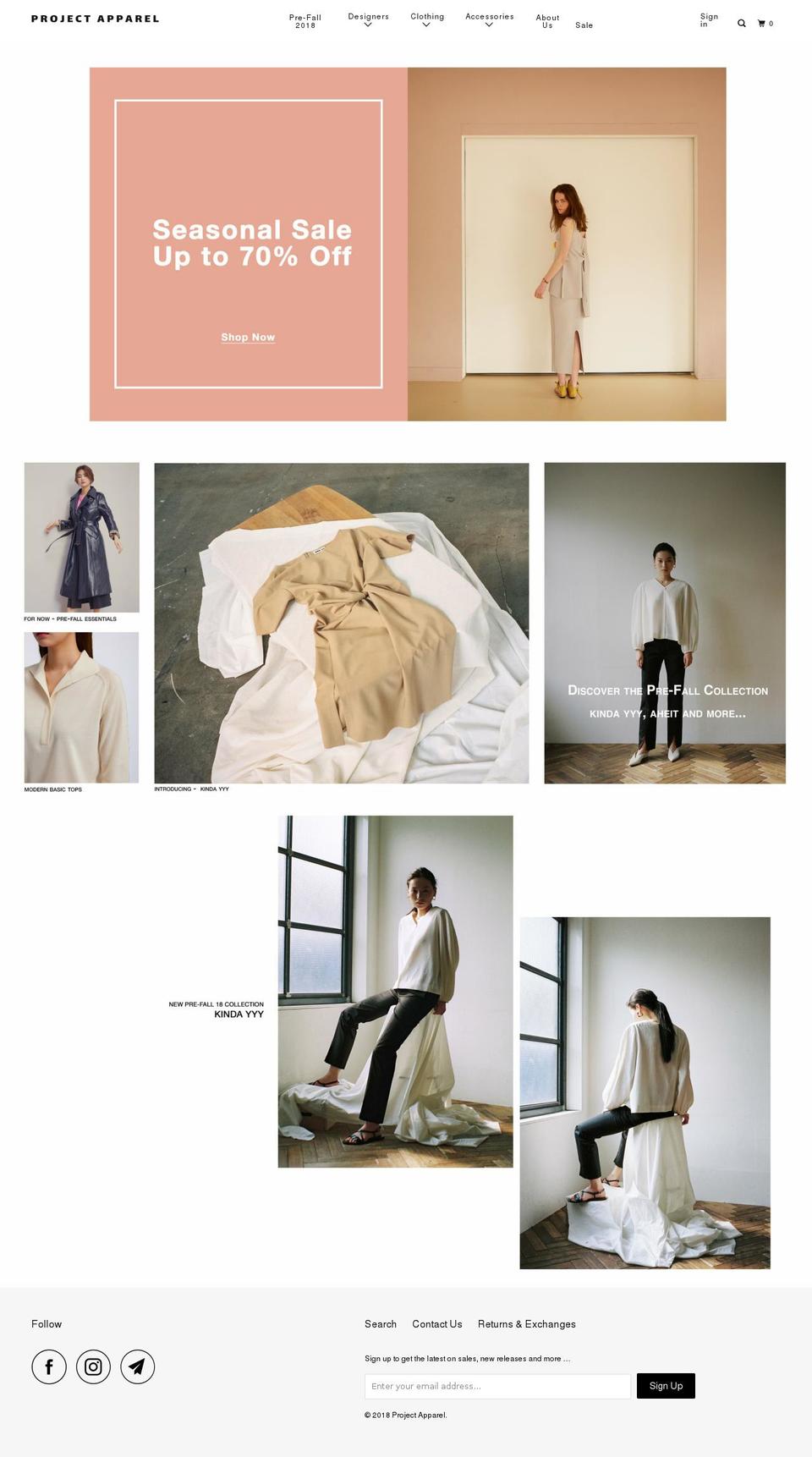 projectapparel.com — Shopify storefront screenshot