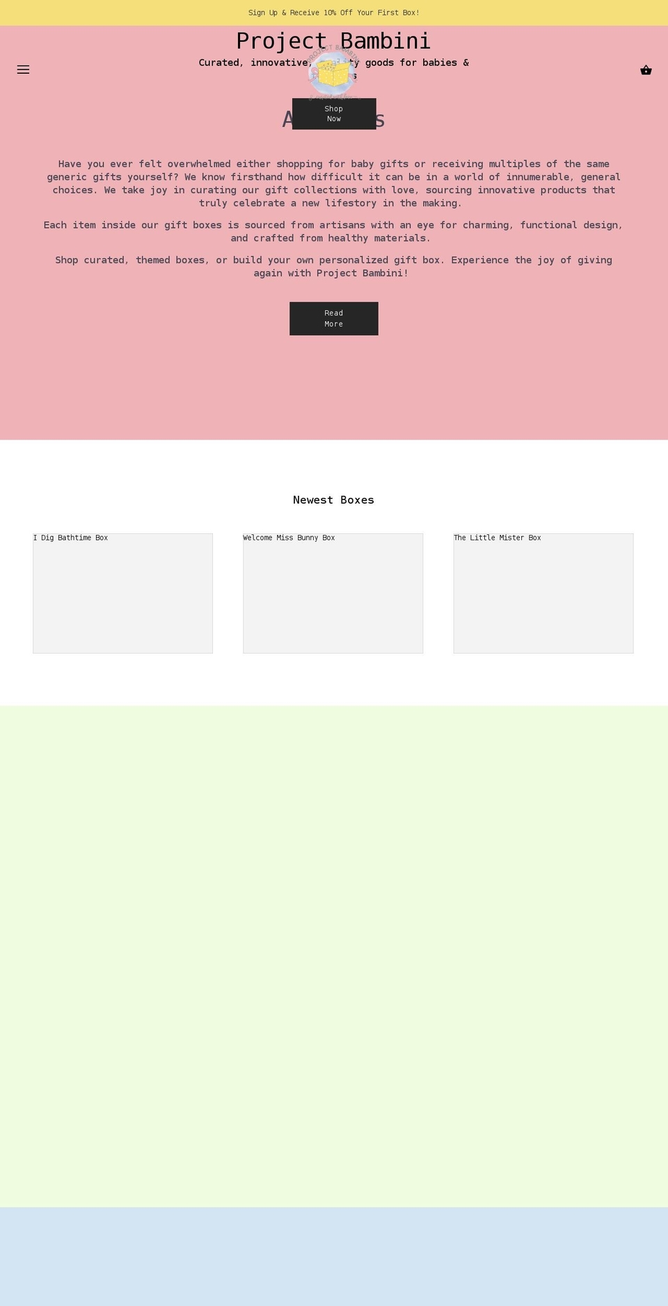 projectbambini.com shopify website screenshot