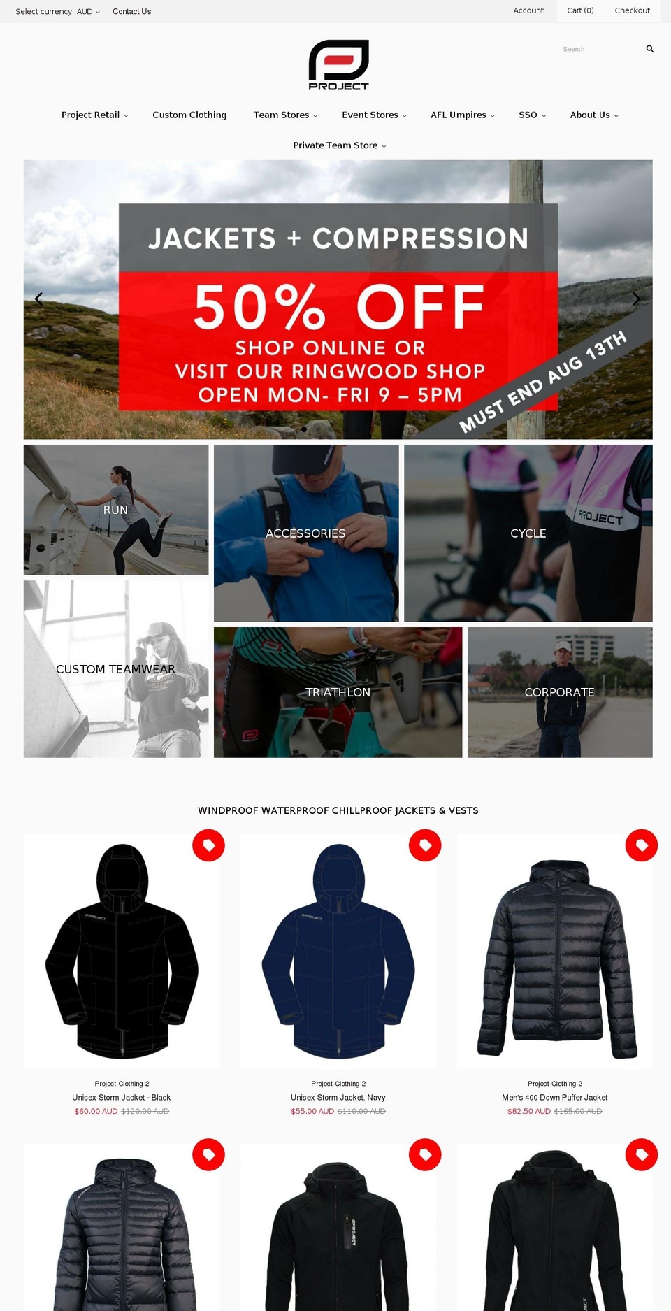 projectclothing.com.au shopify website screenshot
